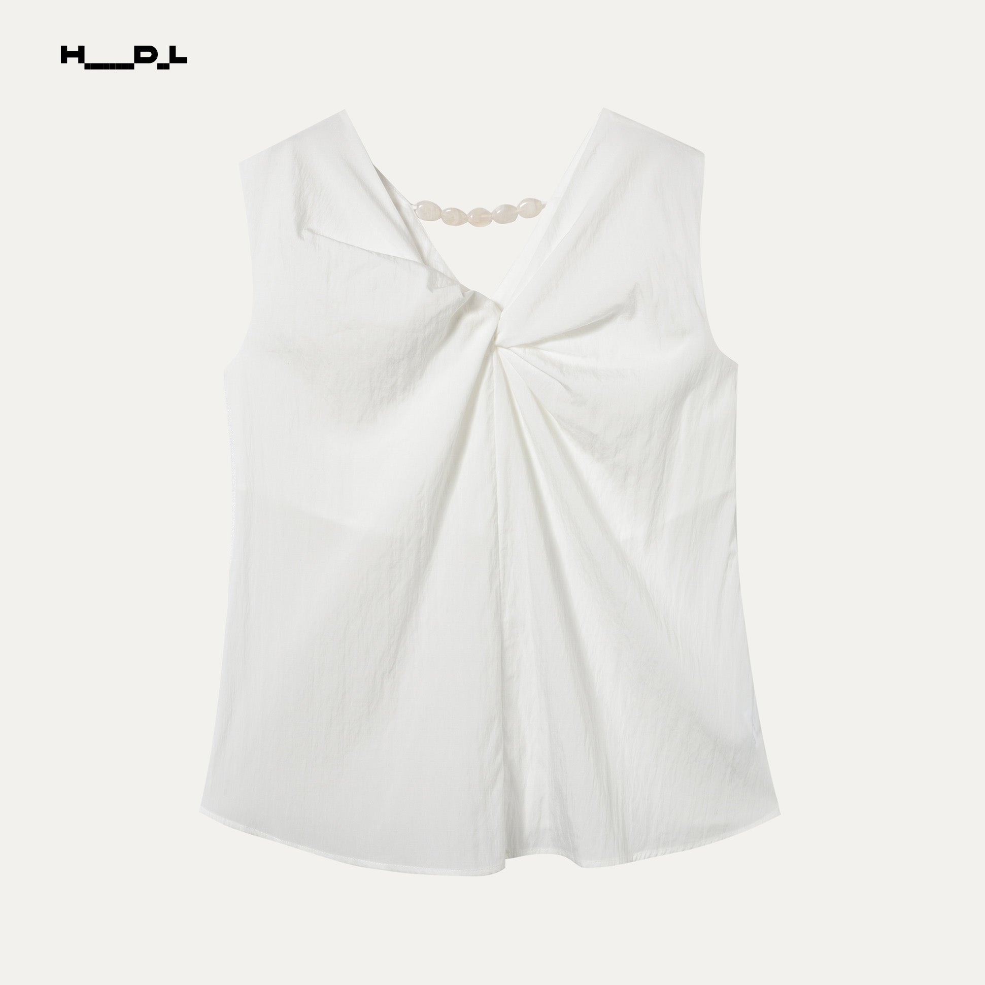 Knot Front Sleeveless Beaded Blouse