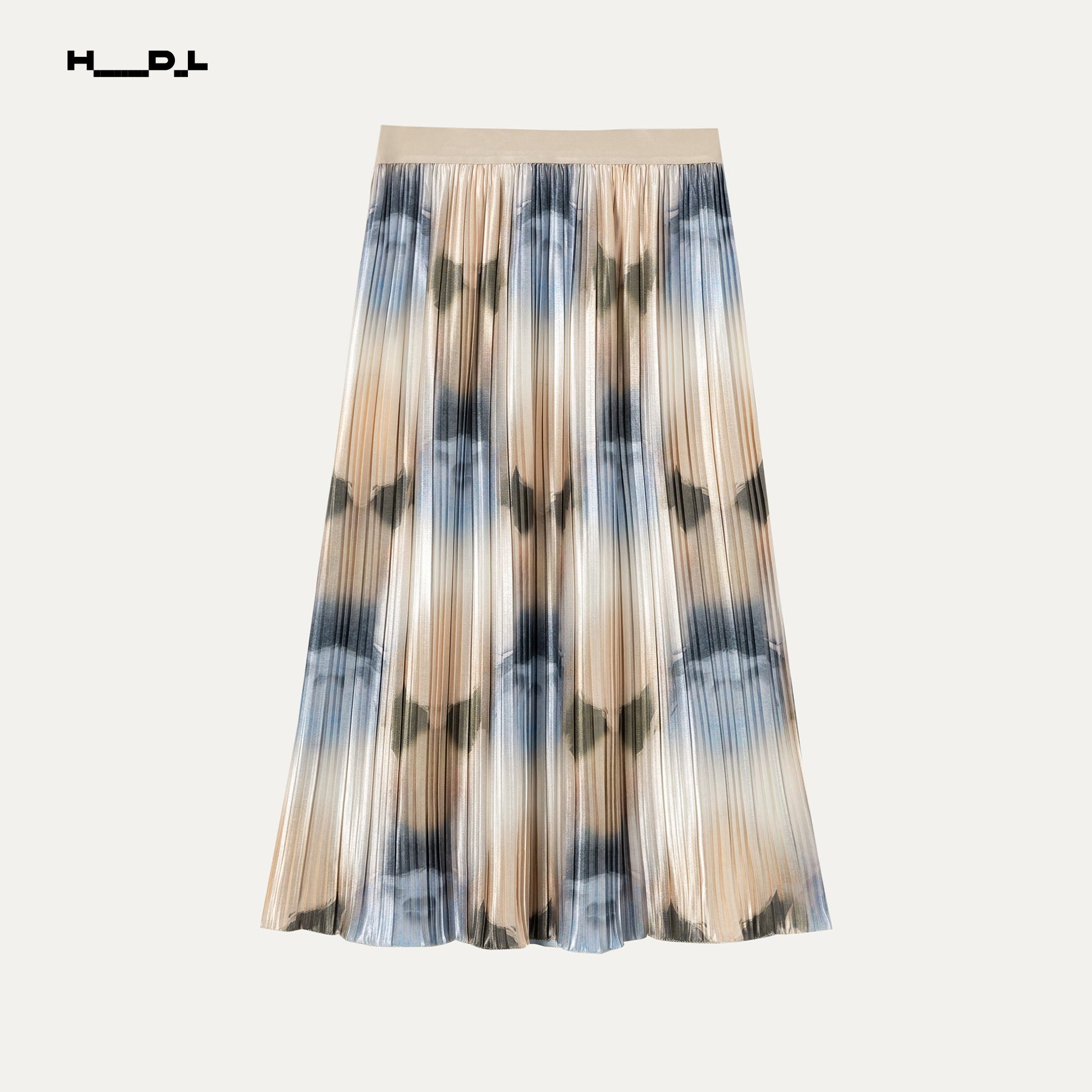 Artistic Print Pleated Midi Skirt