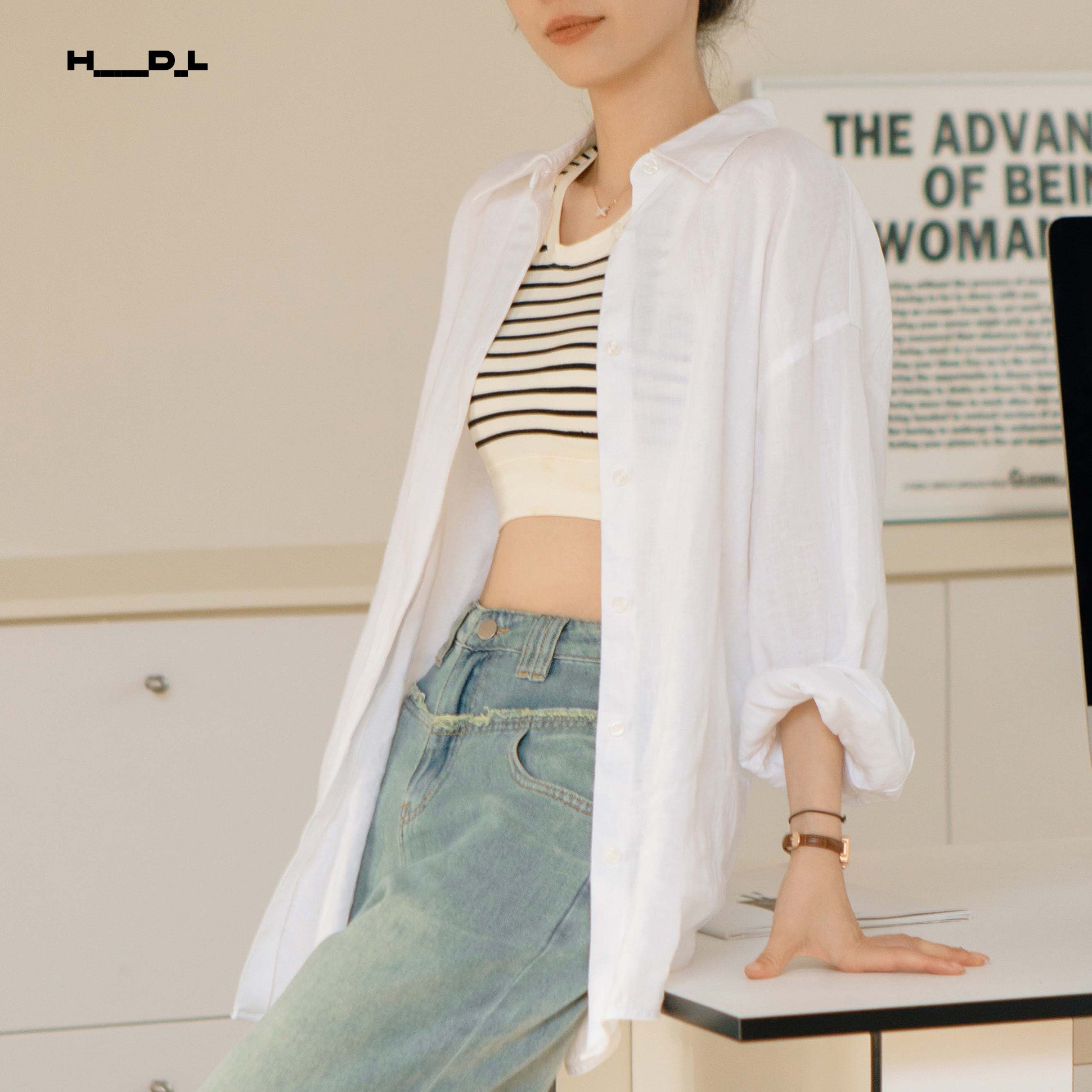 Loose Lapel Collar Linen Shirt