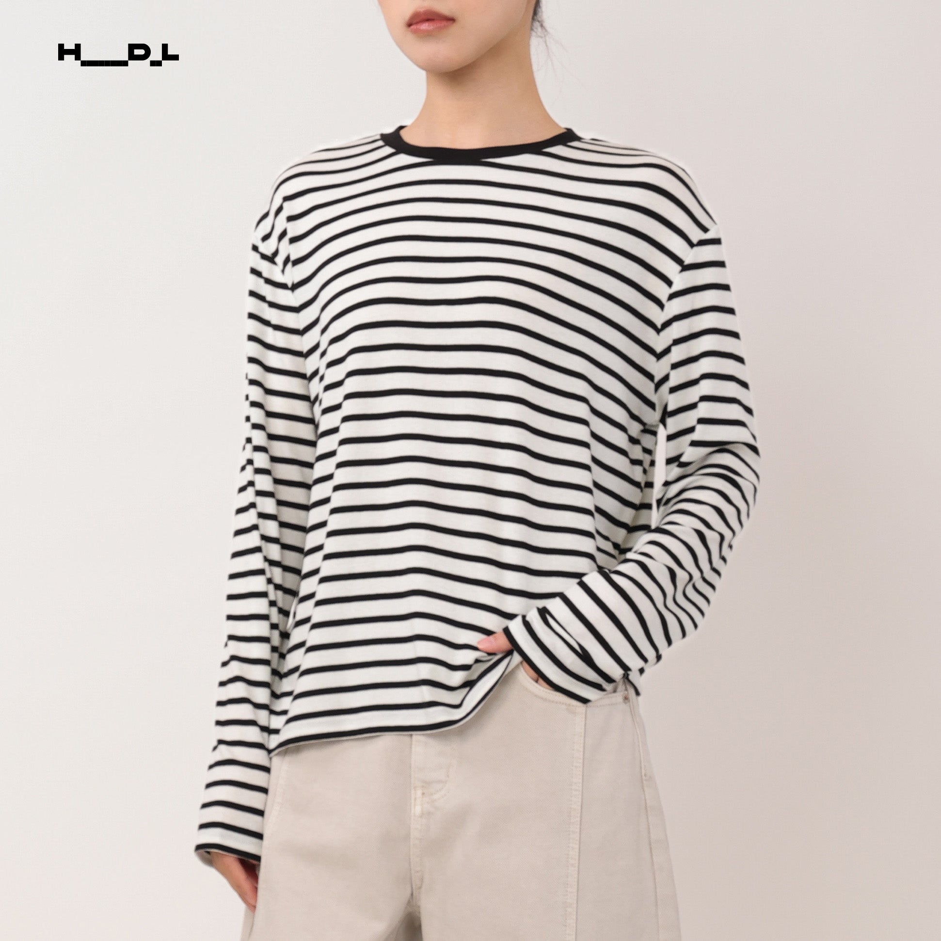 Lyocel-Wool Stripe T-Shirt