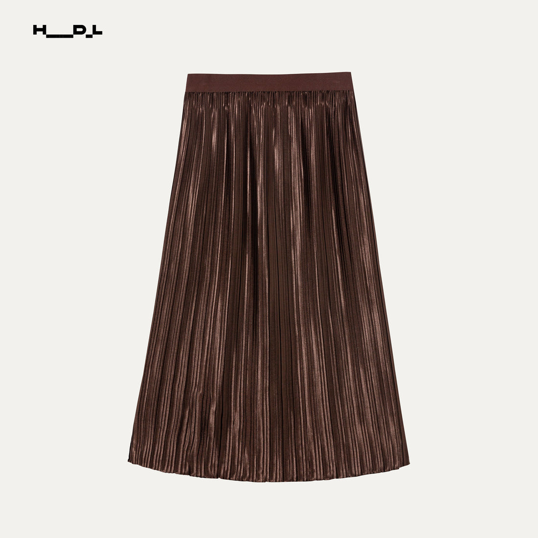 Brown Pleated Midi Skirt