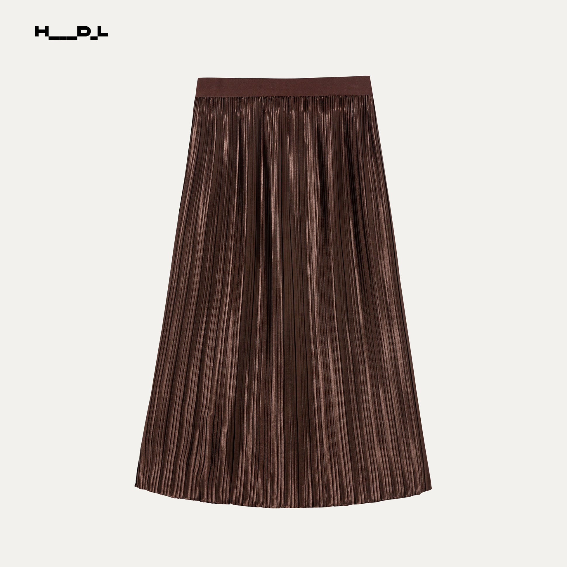 Brown Pleated Midi Skirt