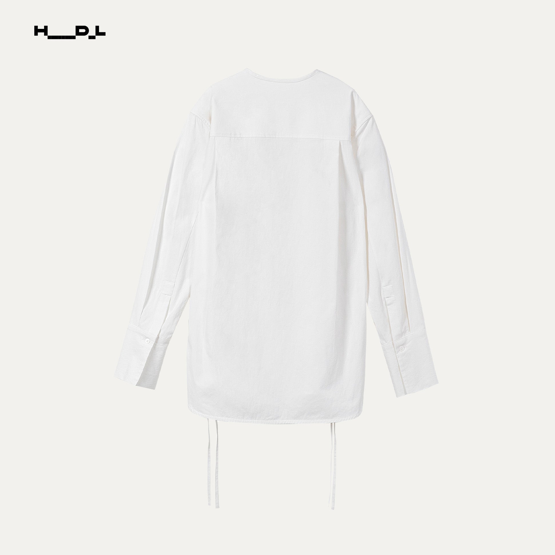 Retro Round Neck Side Slit Shirt