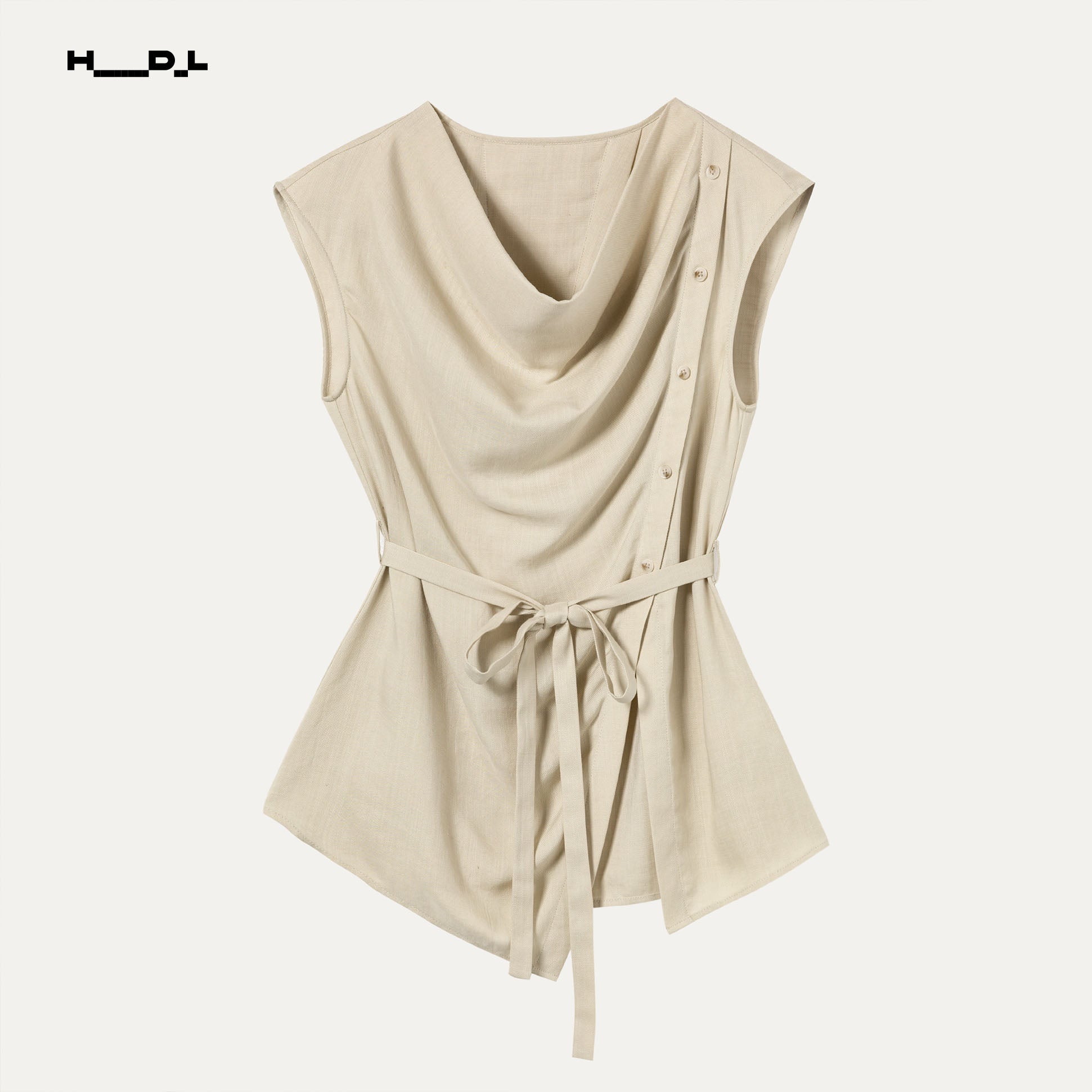 Draped Neck Tencel Blouse
