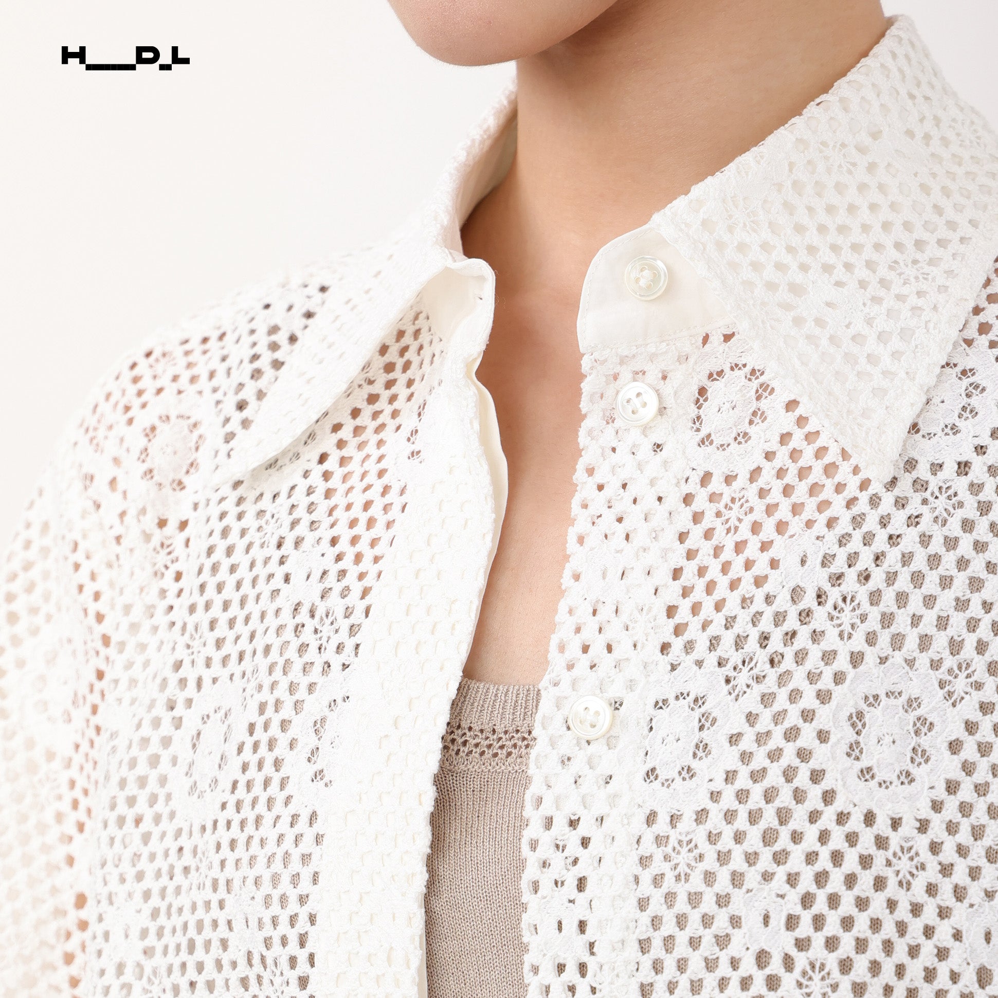 White Vacation Style Lace Shirt
