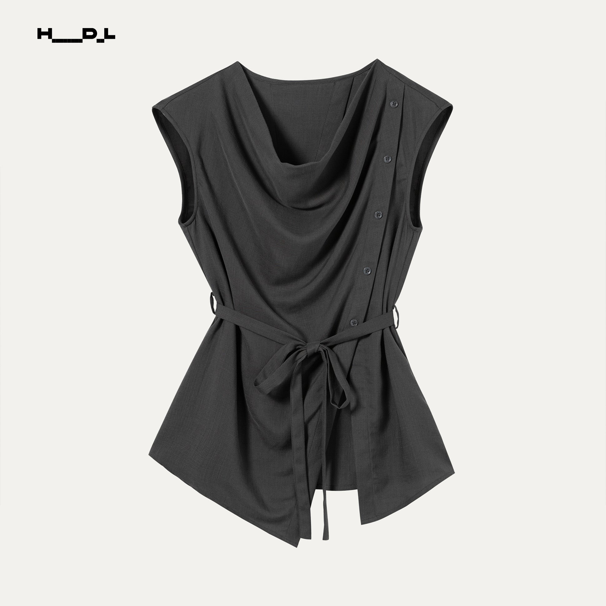 Draped Neck Tencel Blouse