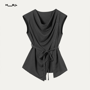 Draped Neck Tencel Blouse