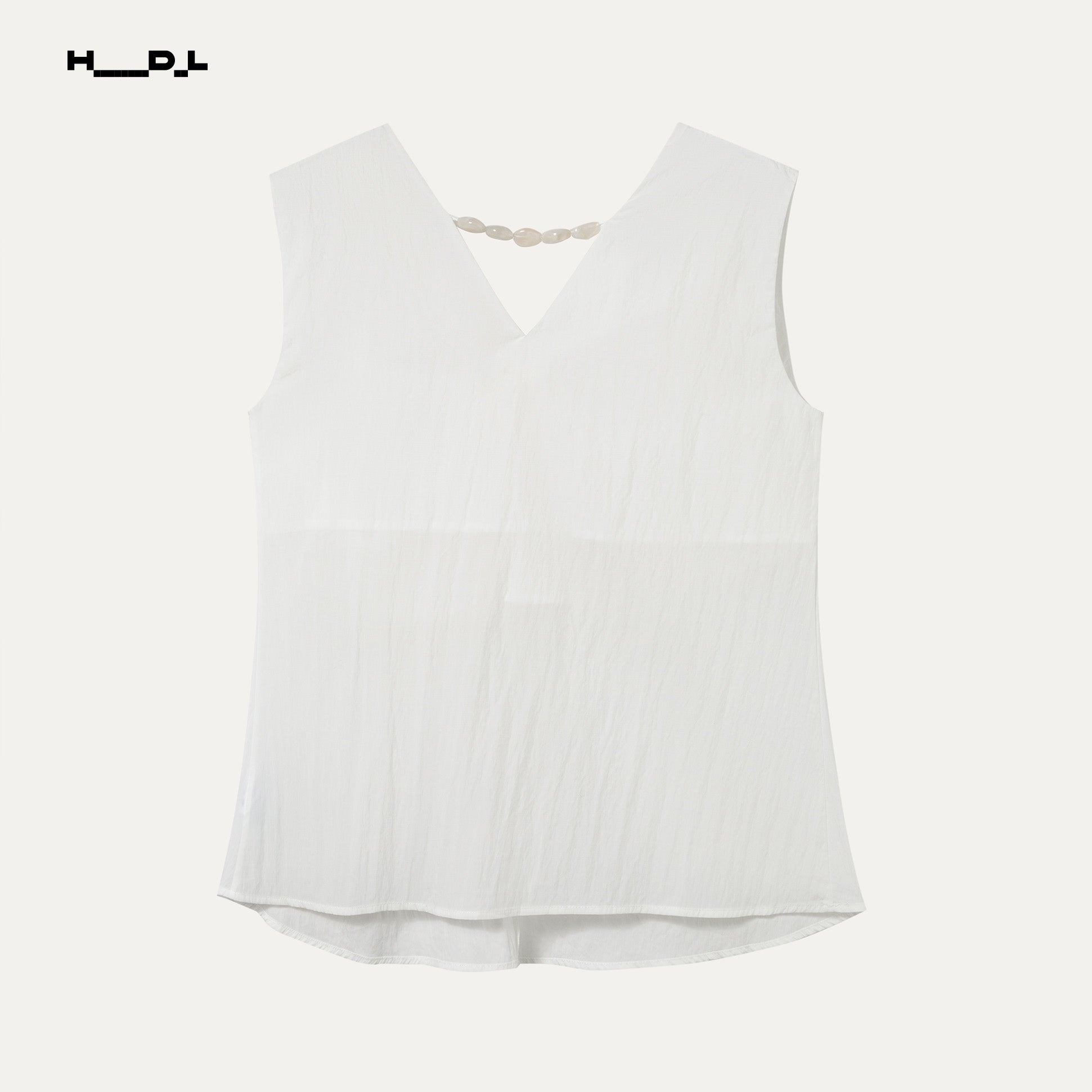 Knot Front Sleeveless Beaded Blouse