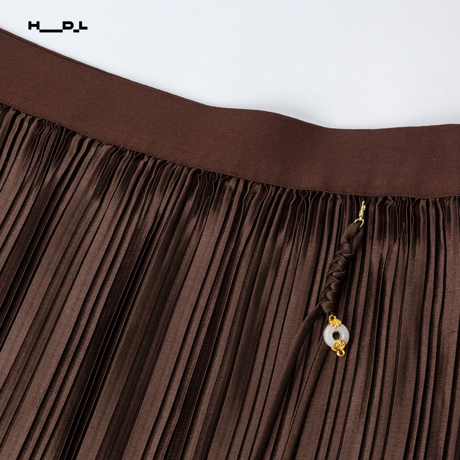 Brown Pleated Midi Skirt