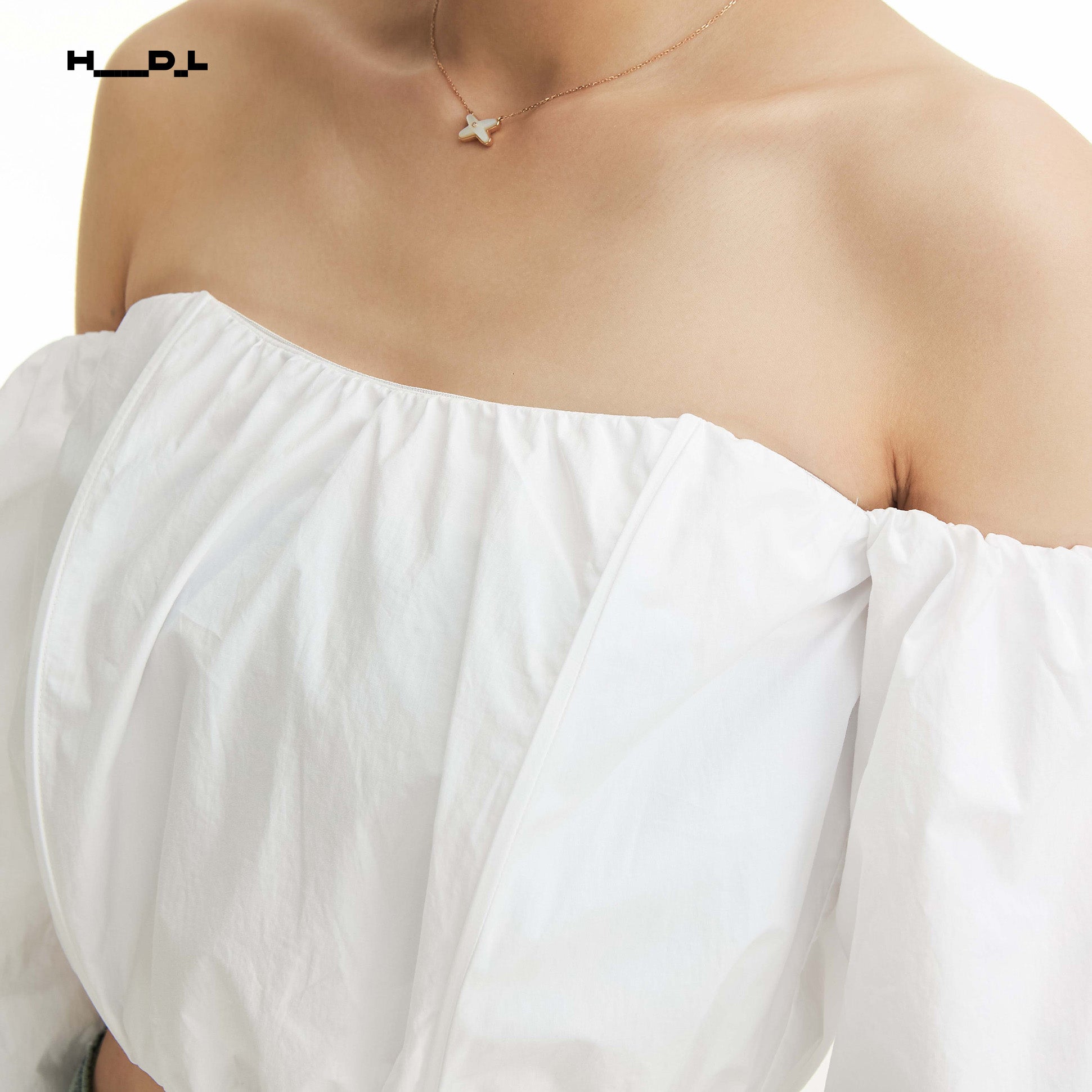 One-Shoulder Gathered Cropped Shirt