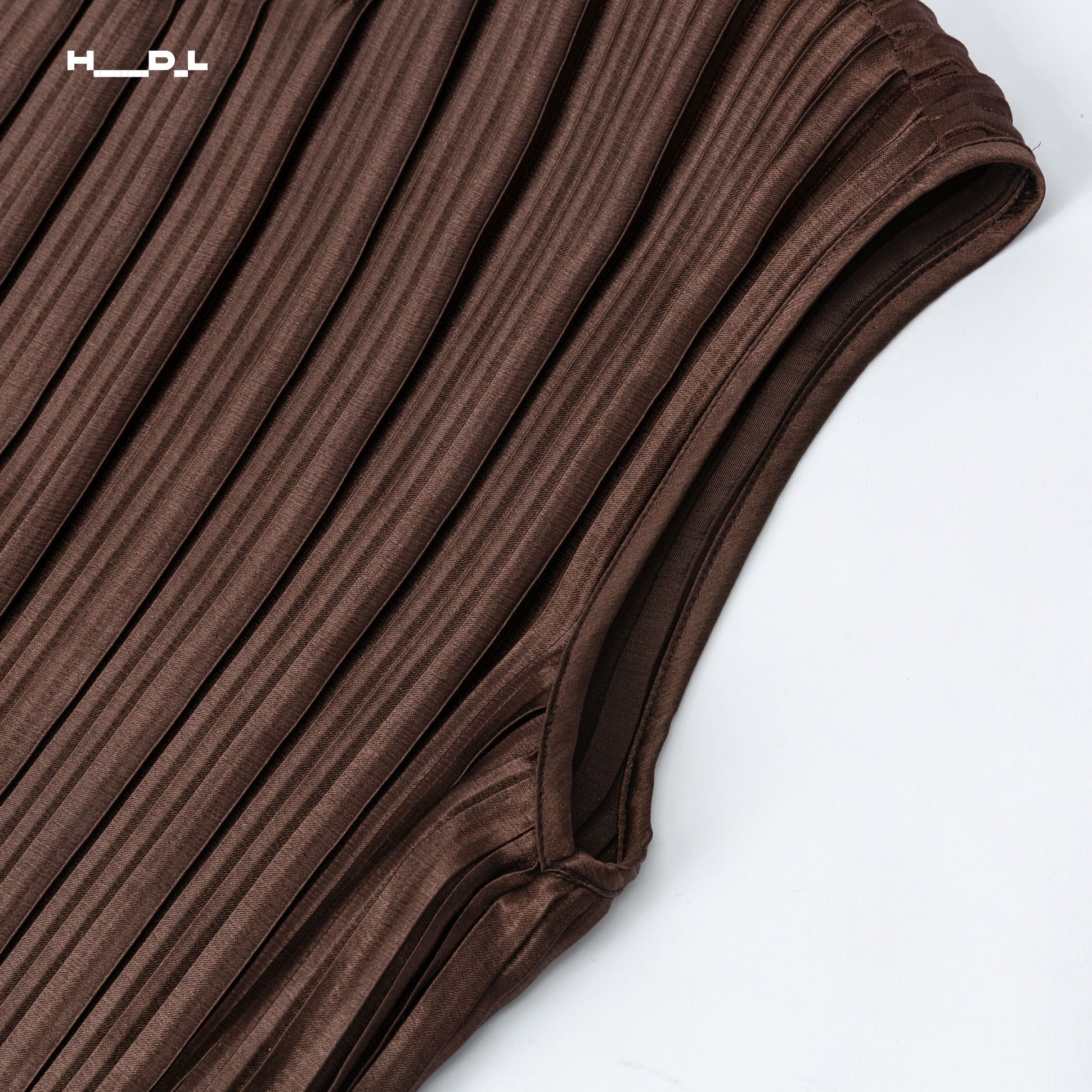 Brown Pleated Sleeveless Tank Blouse