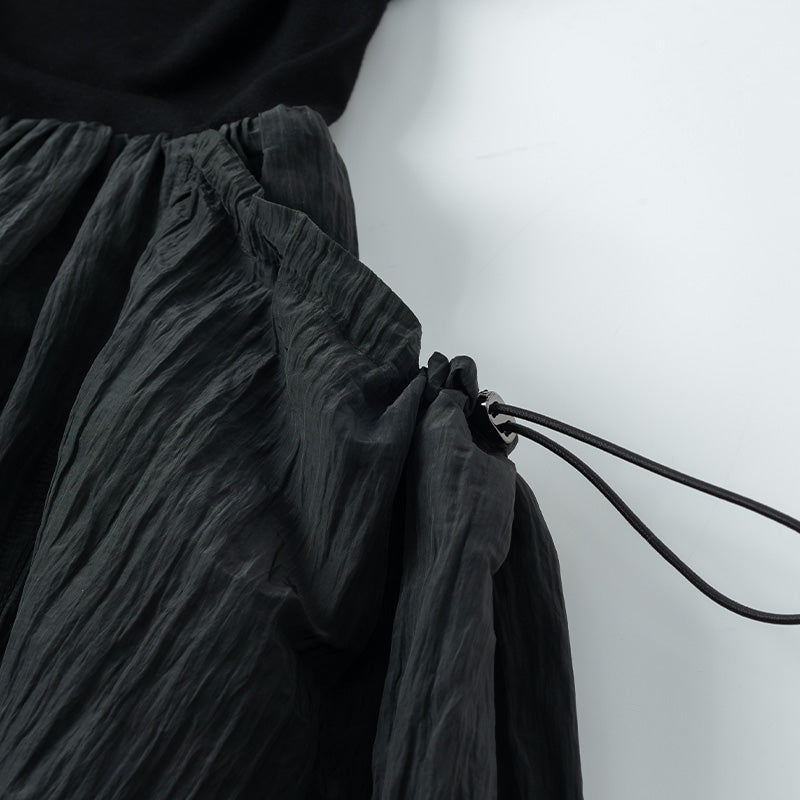 High-Waisted H-Silhouette Drawstring Dress