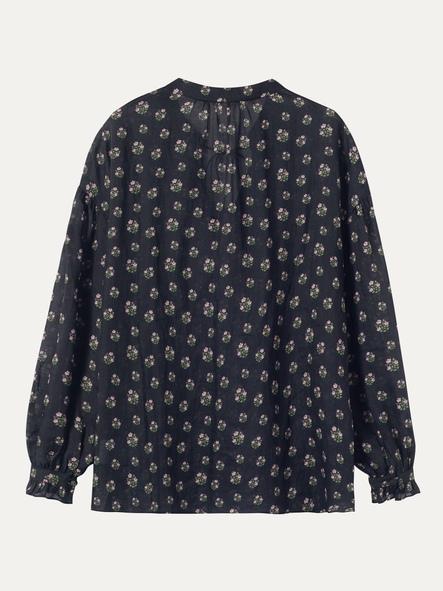 Ramie Tassel Blouse - 黑色印花