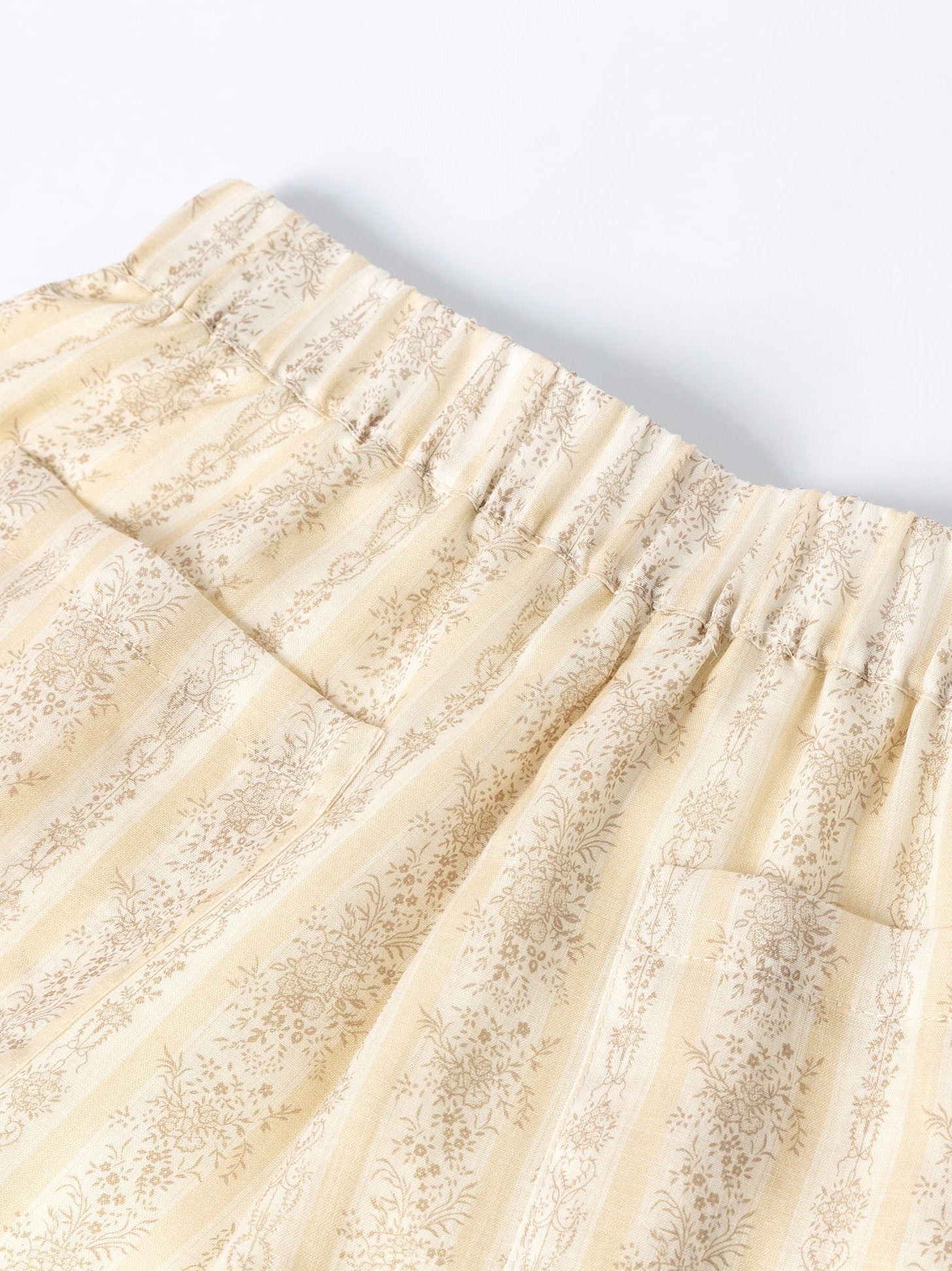 Ramie Embroidered Trousers - 杏色