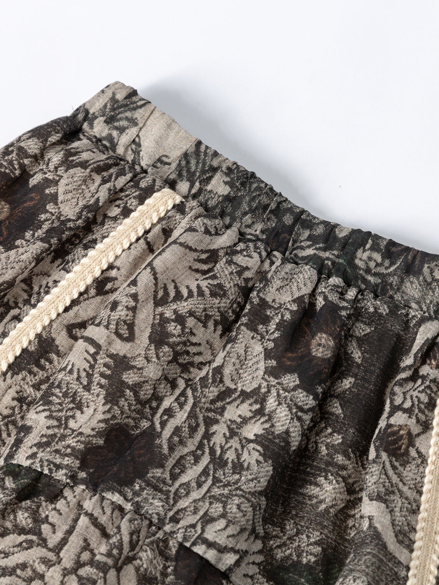 Ramie Pull-On Midi Skirt - 灰色