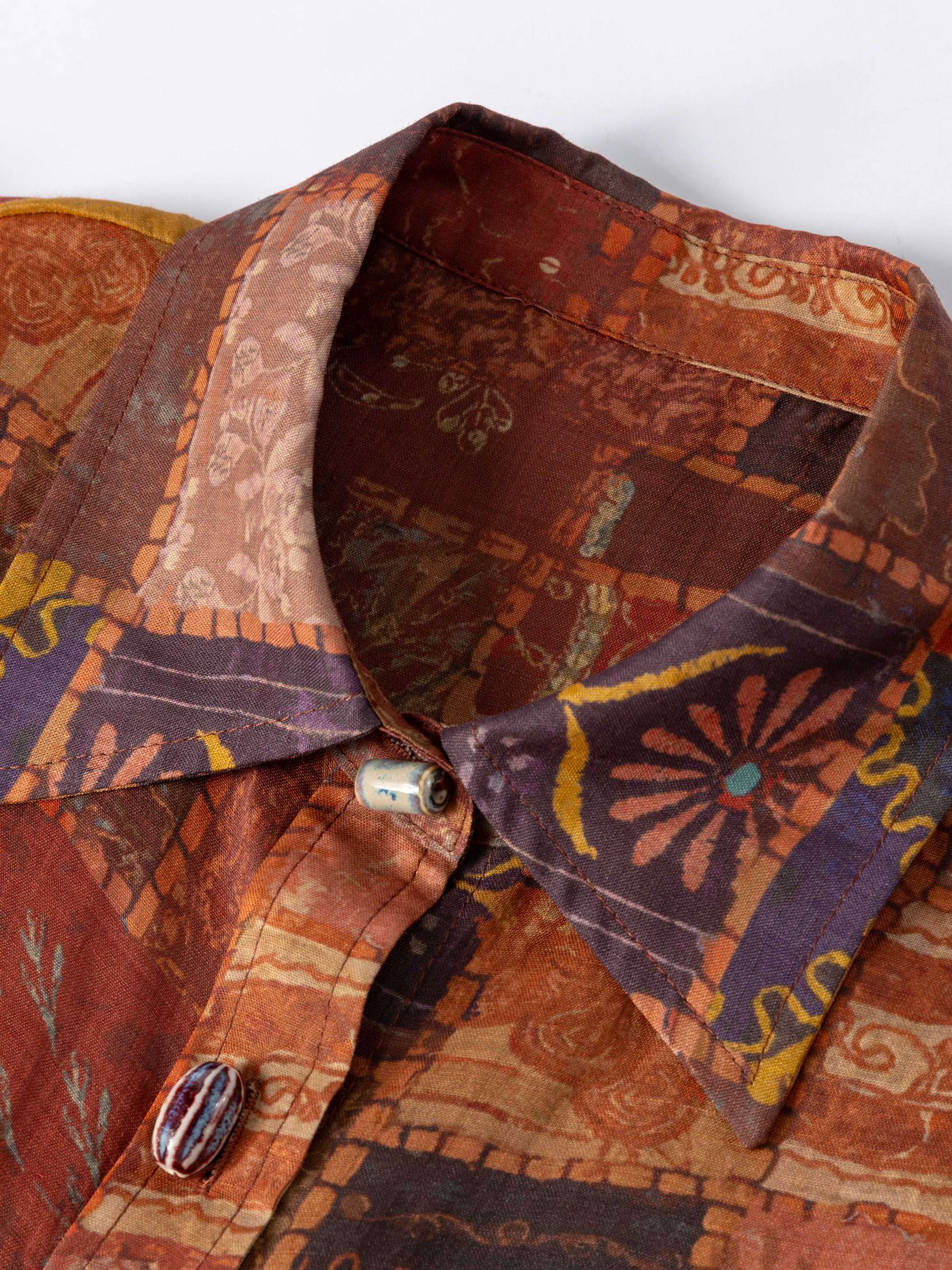 Linen Tonal-Print Shirt - 红色