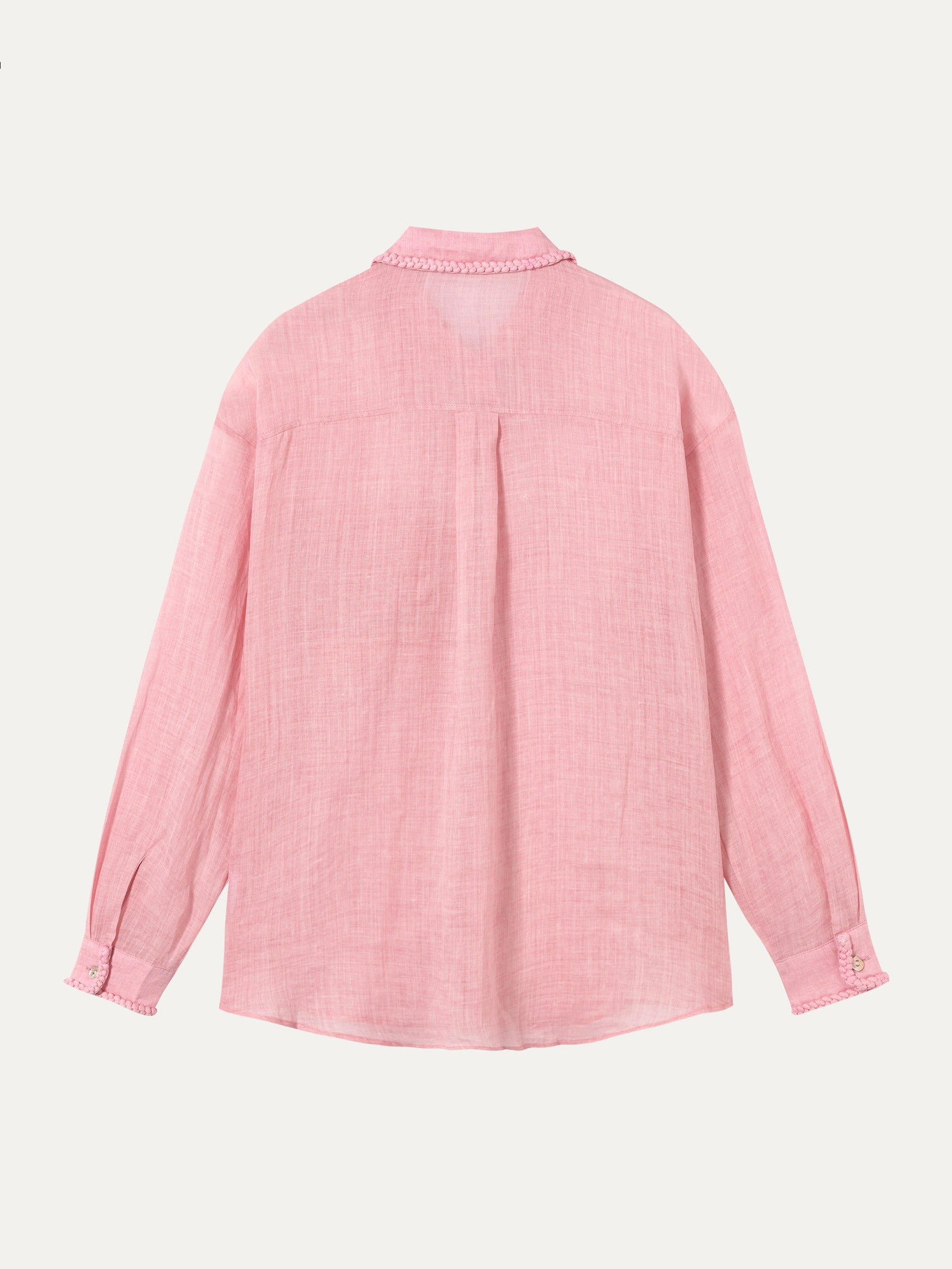 Ramie Lace-Trim Shirt - 粉色