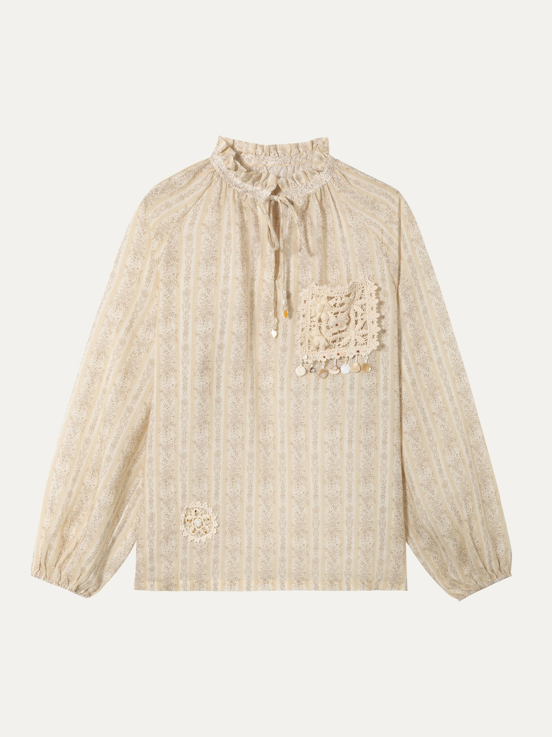 Linen Embroidered Shirt - 杏色