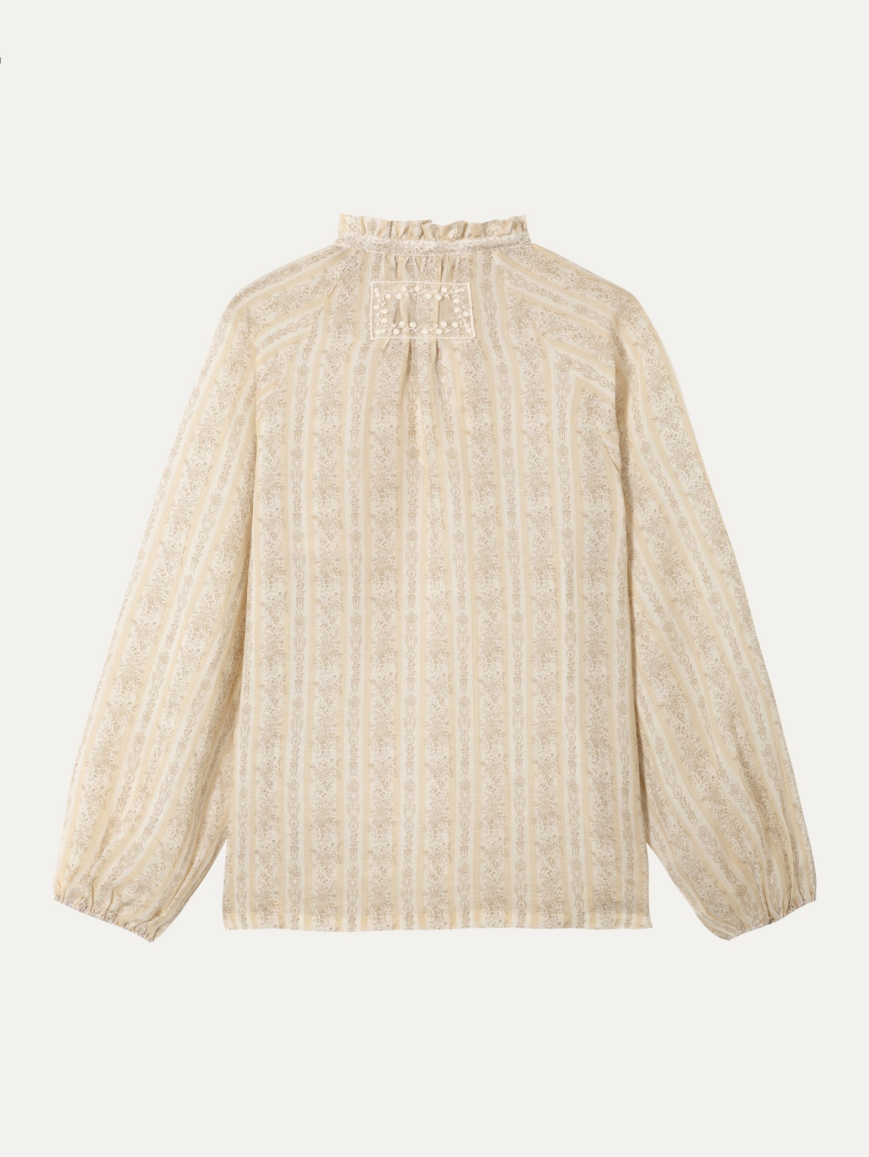 Linen Embroidered Shirt - 杏色