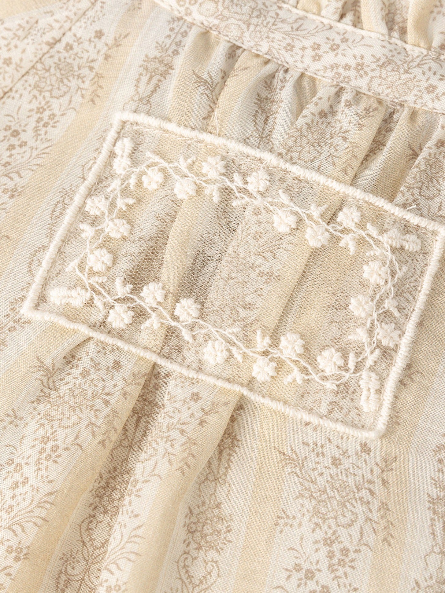 Linen Embroidered Shirt - 杏色