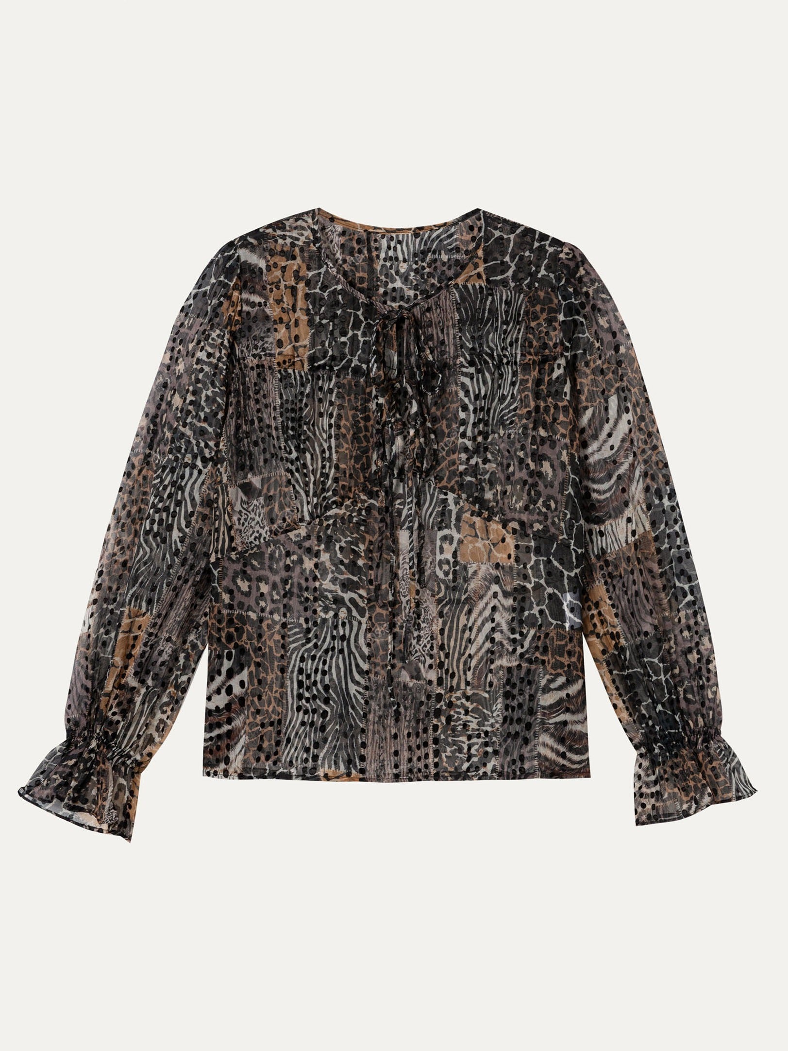 Viscose V-Neck Blouse - 黑色