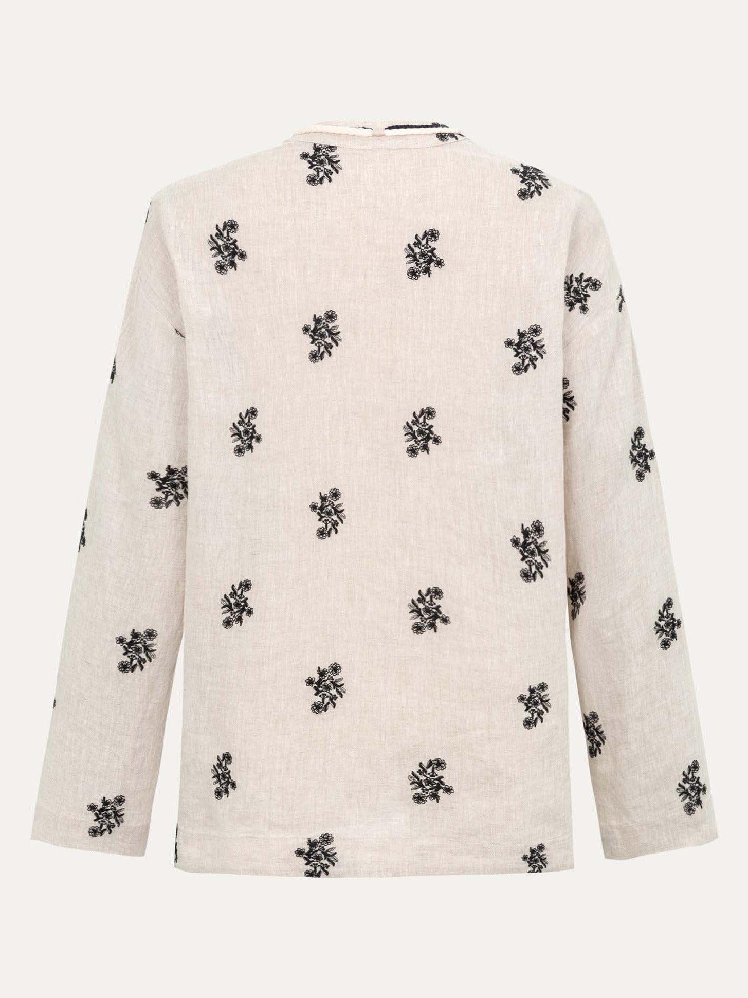 Linen Embroidered Shirt - 原麻色