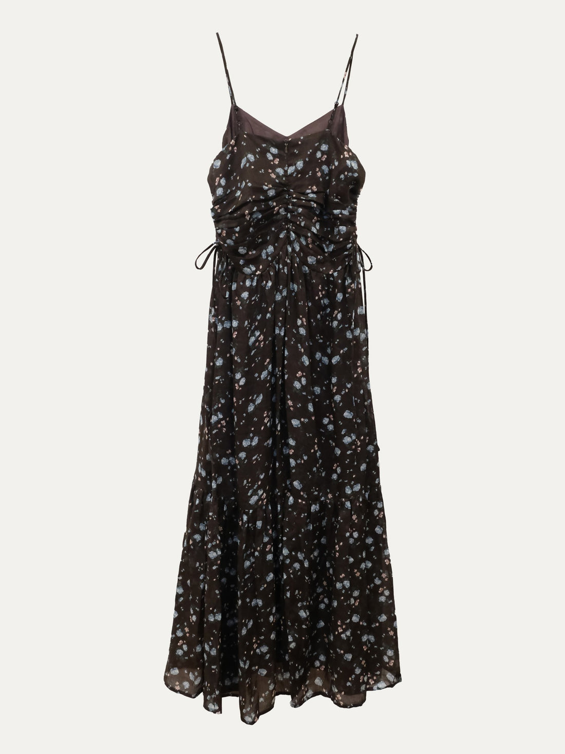 Ramie Tie-Neck Midi Dress - 酒红