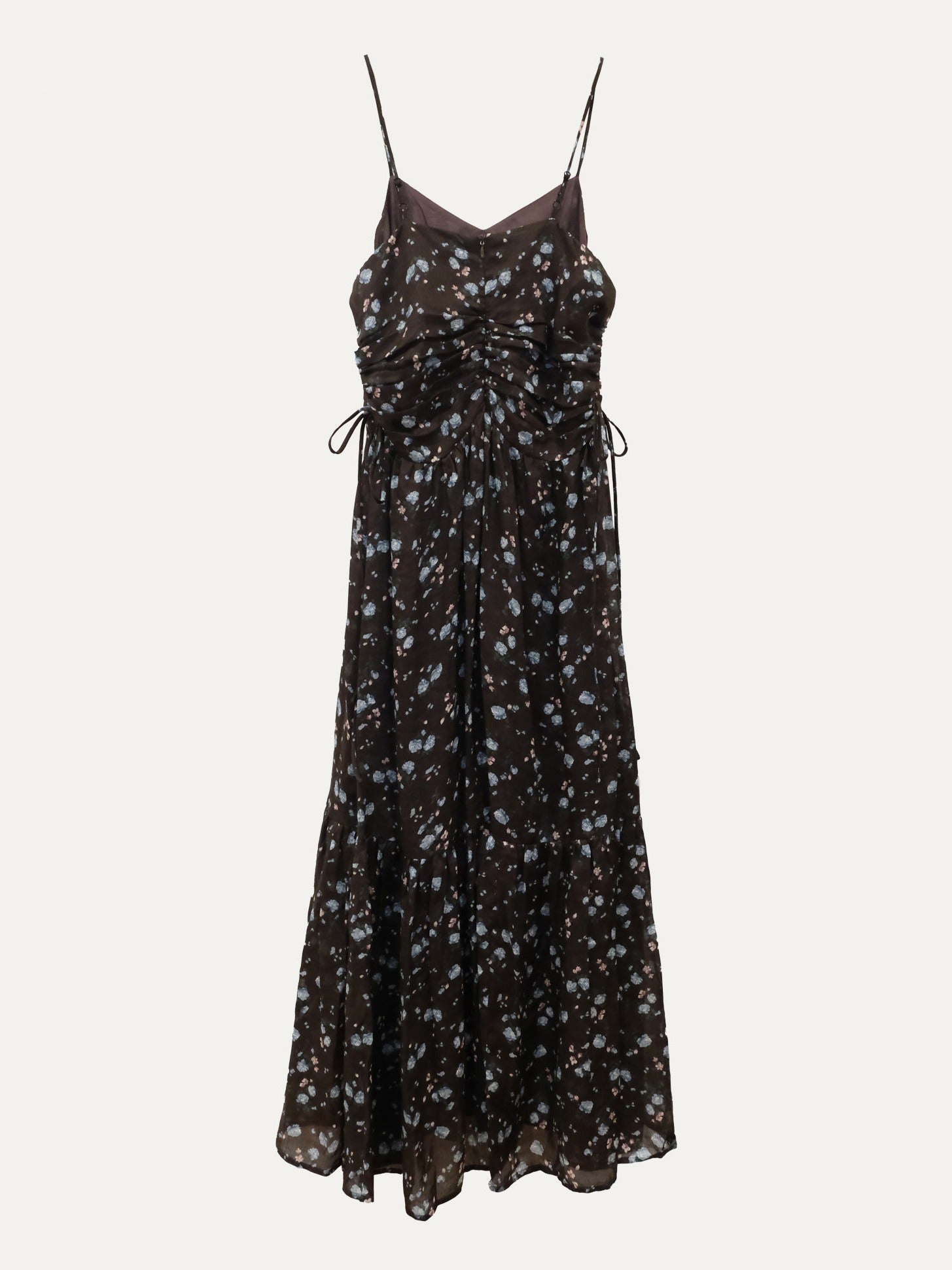 Ramie Tie-Neck Midi Dress - 酒红
