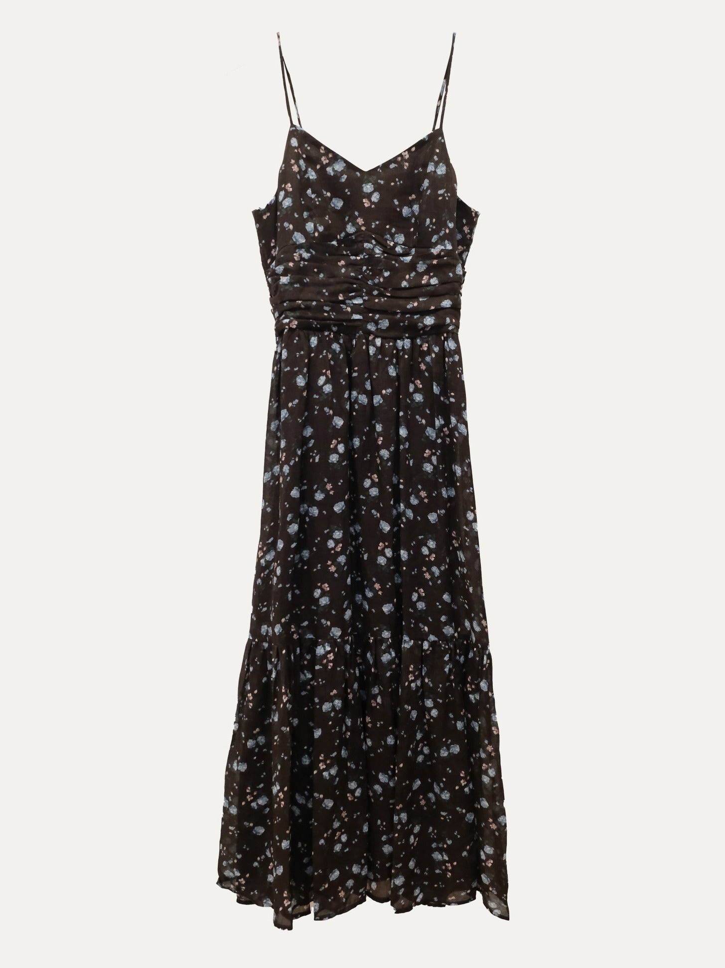 Ramie Tie-Neck Midi Dress - 酒红