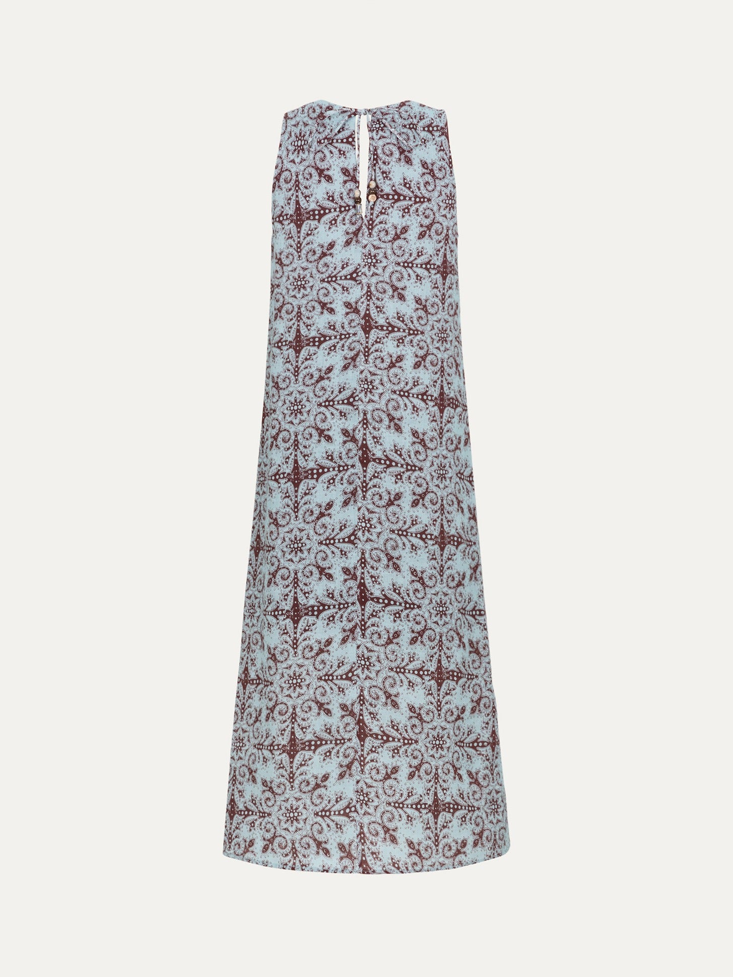 Linen Slit Midi Dress - 蓝色