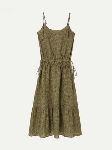 Ramie Pull-On Midi Dress - 绿色