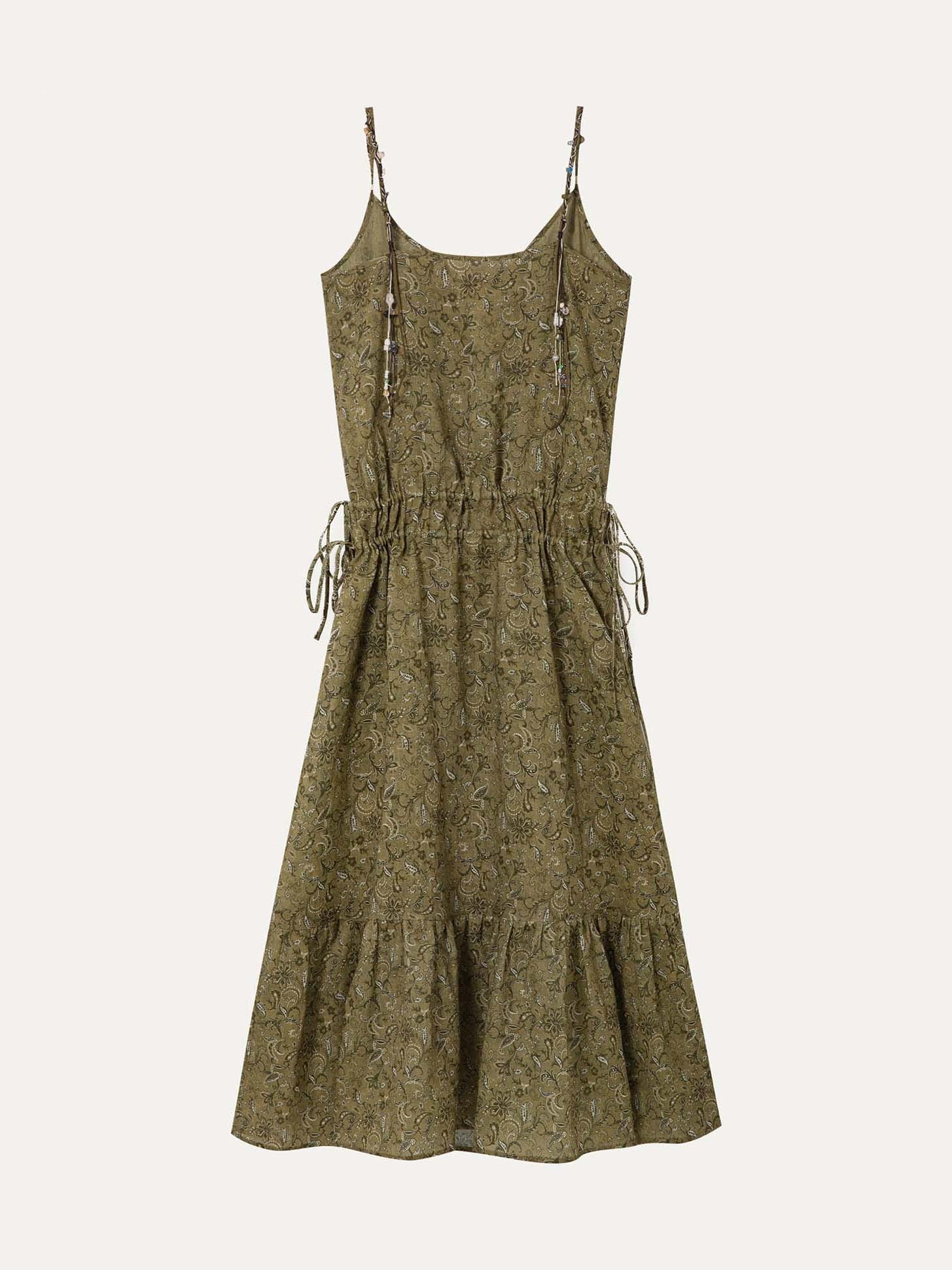 Ramie Pull-On Midi Dress - 绿色