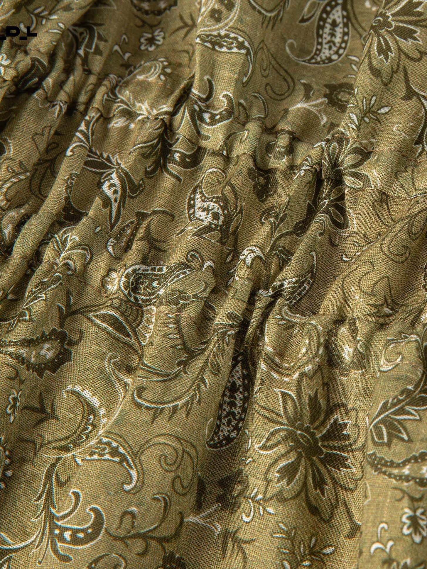 Ramie Pull-On Midi Dress - 绿色