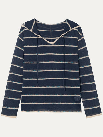 Textured Striped Knit Tee - 蓝色