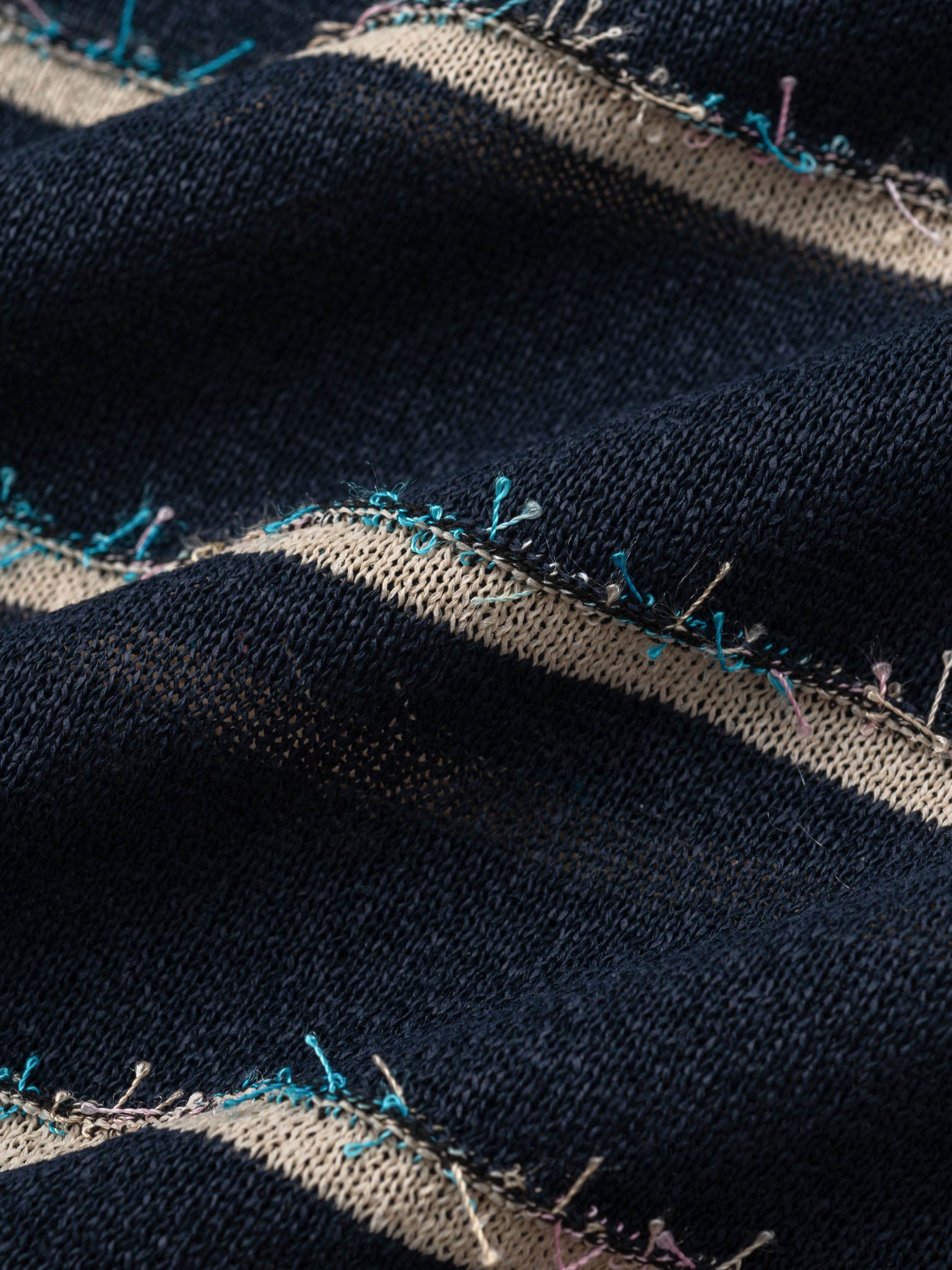 Textured Striped Knit Tee - 蓝色