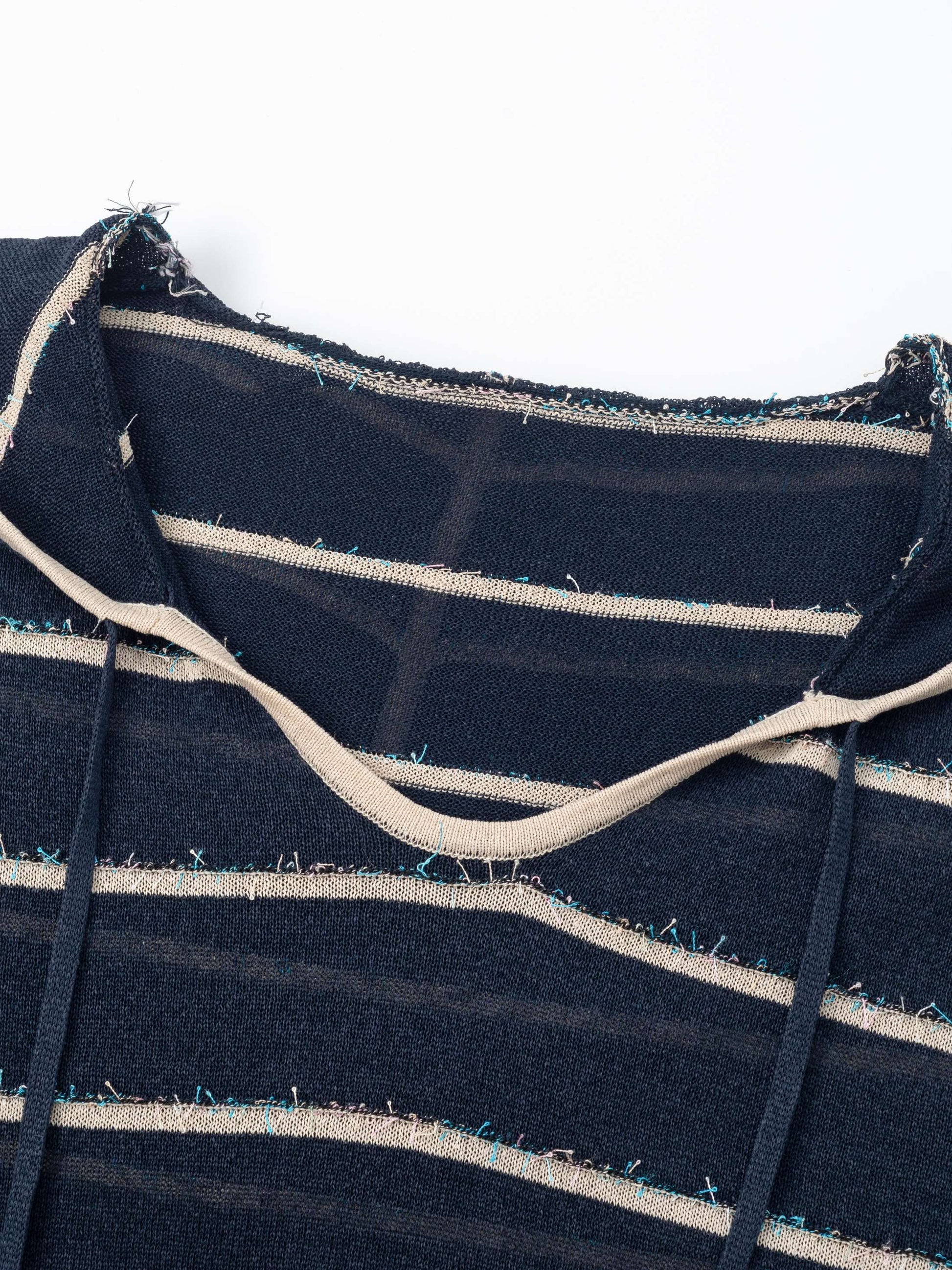 Textured Striped Knit Tee - 蓝色