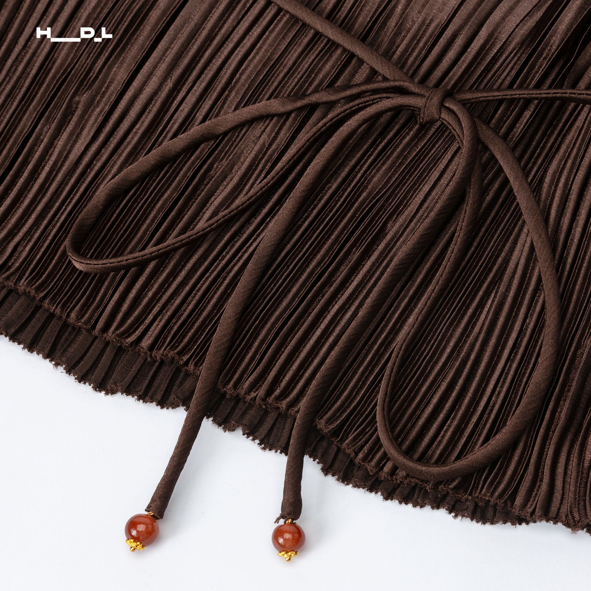 Brown Pleated Sleeveless Tank Blouse