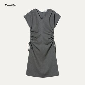 Waist-Gathered Tencel Acetate Dress