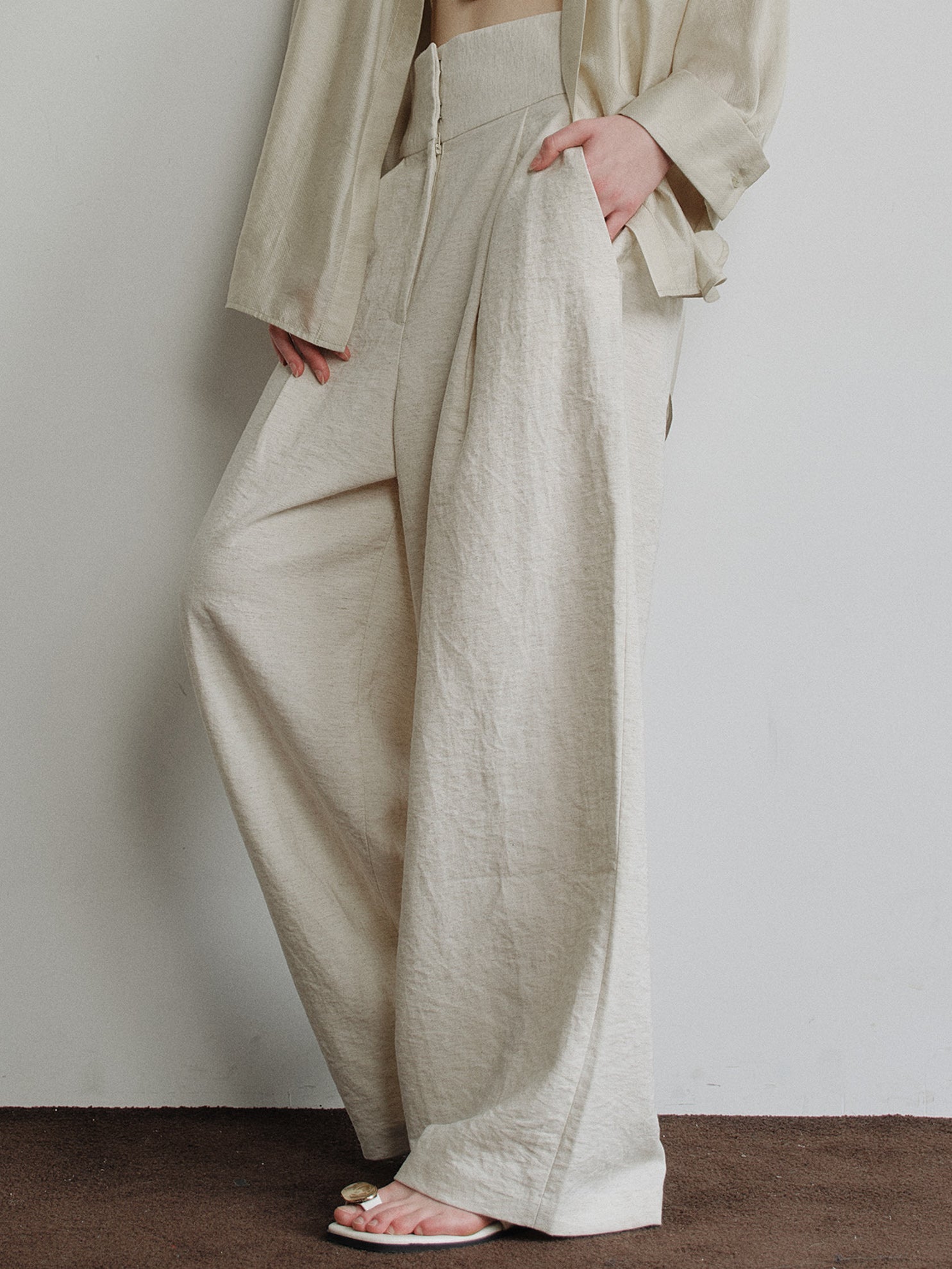 Sylvie Linen-Blend Drape Trousers
