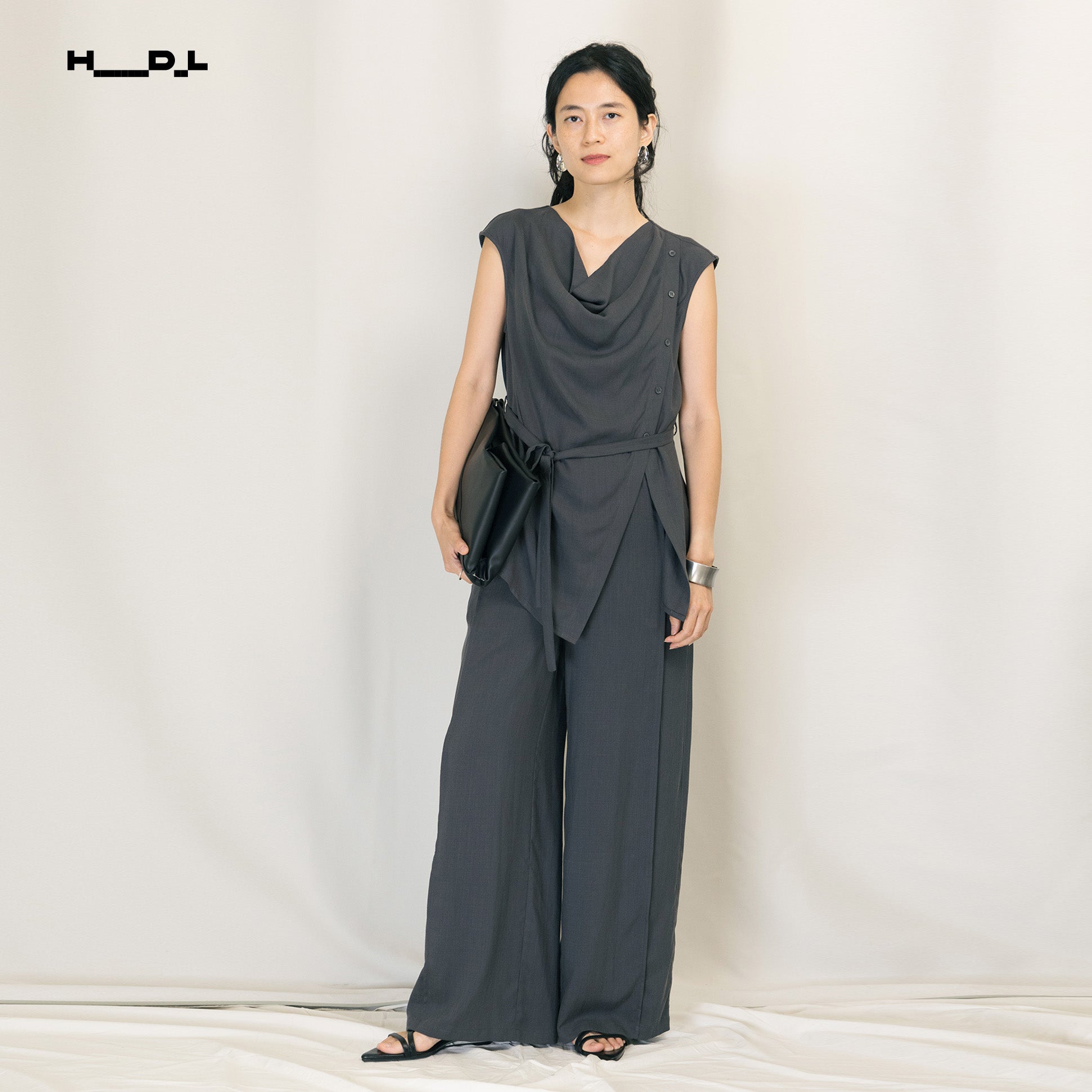 Draped Neck Tencel Blouse