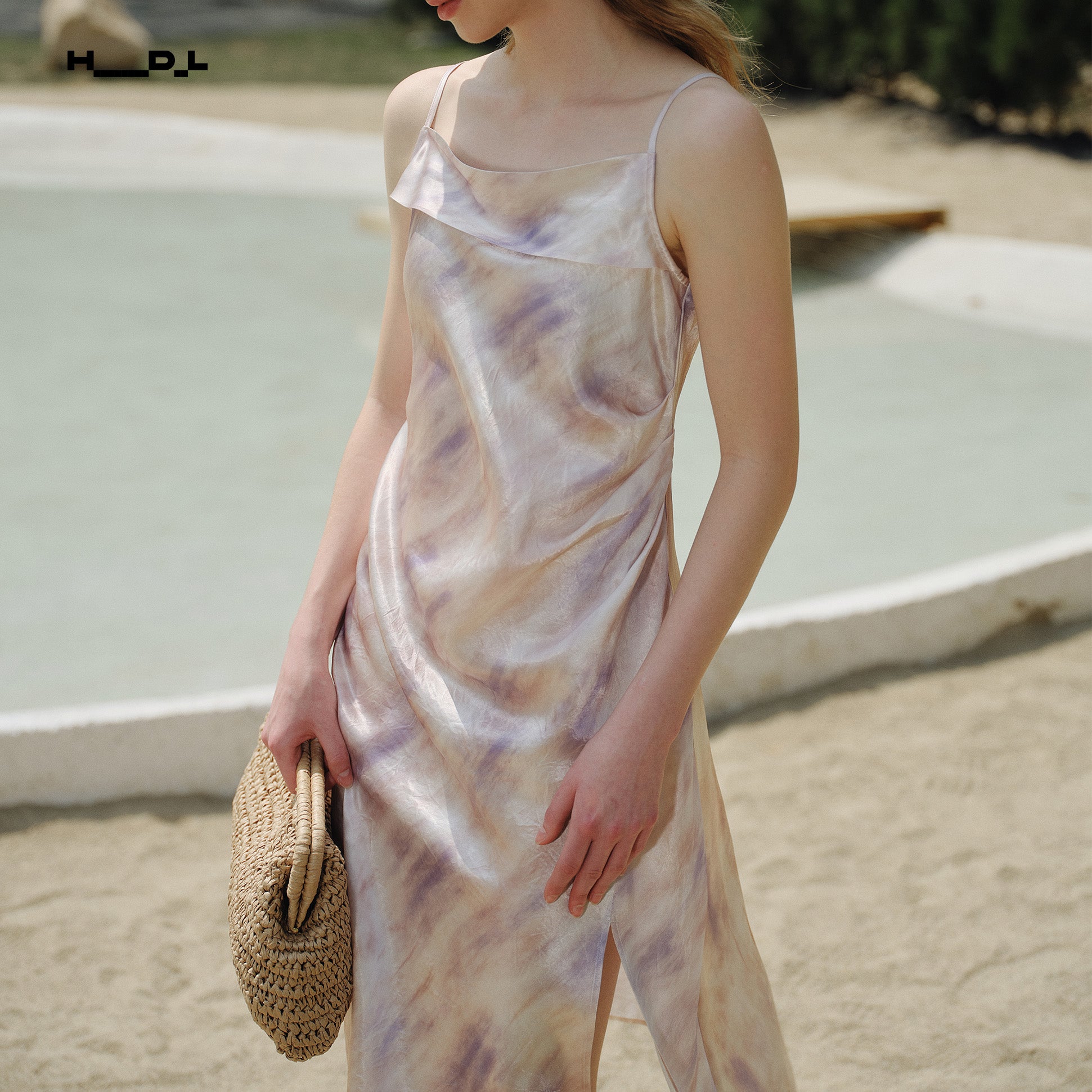 Gradient Vacation Print Acetate Dress