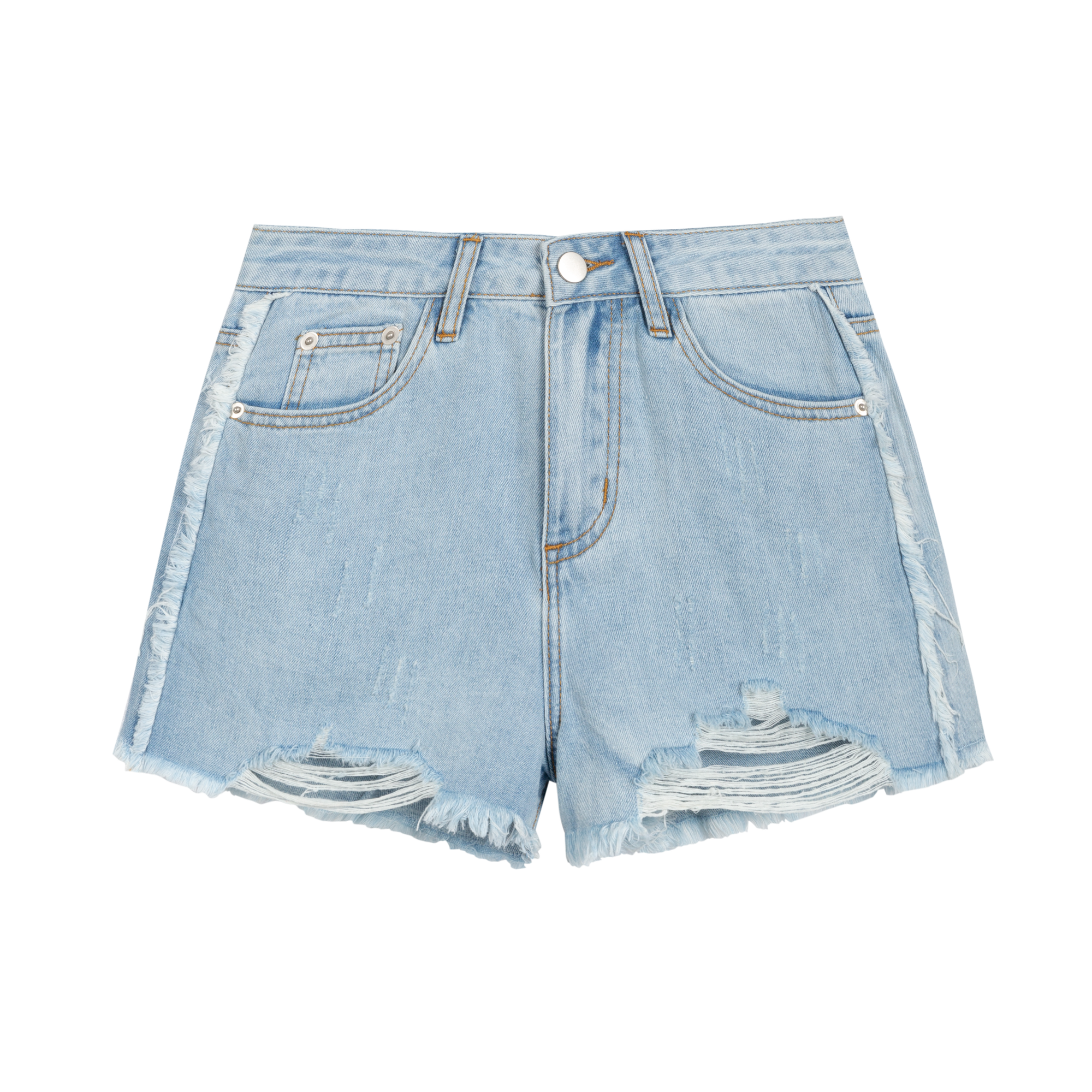 Ripped Low-Rise Denim Shorts