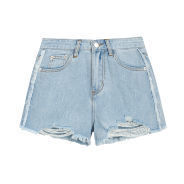 Ripped Low-Rise Denim Shorts