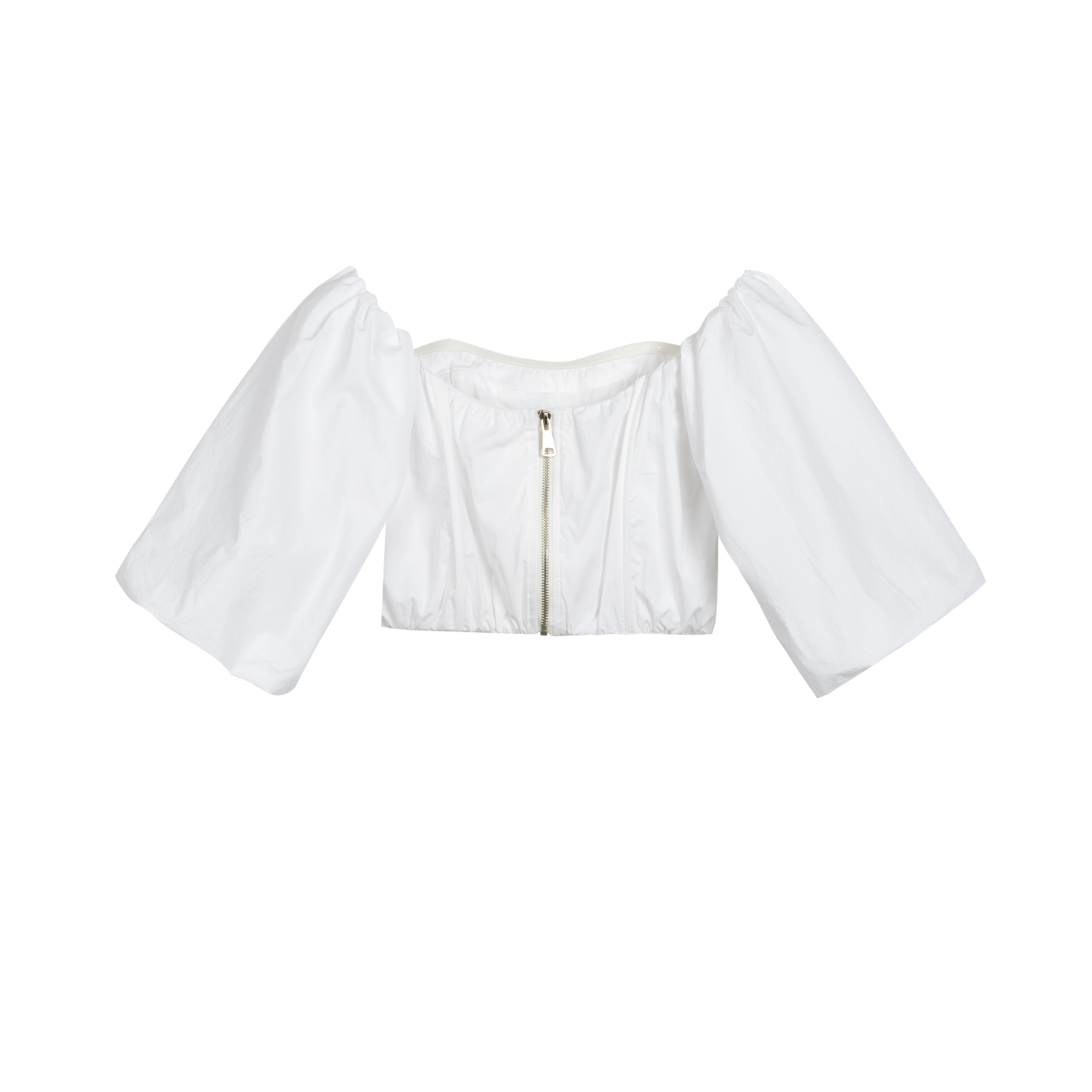 One-Shoulder Gathered Cropped Shirt