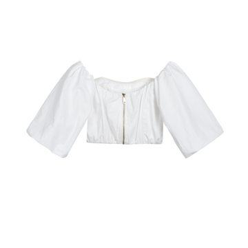 One-Shoulder Gathered Cropped Shirt