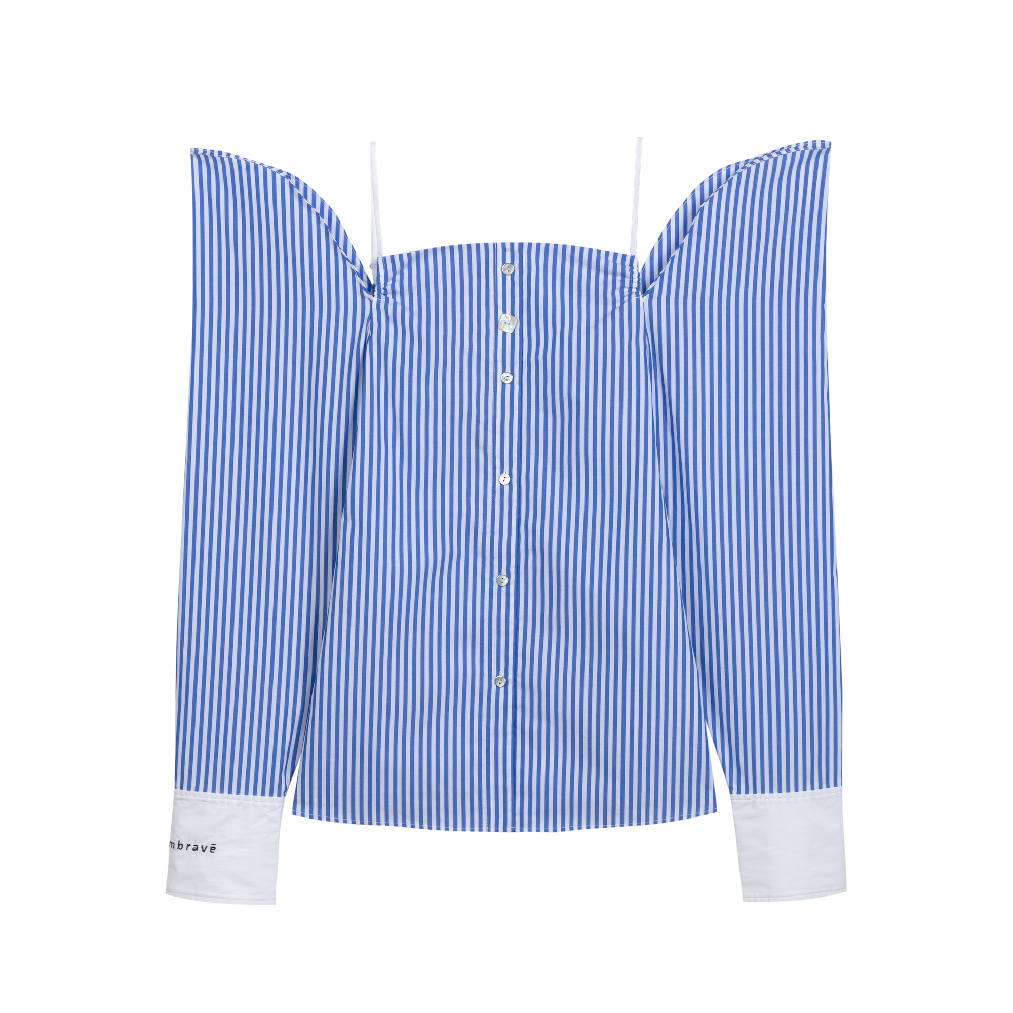 Blue-White Stripe Halter Shoulder Shirt