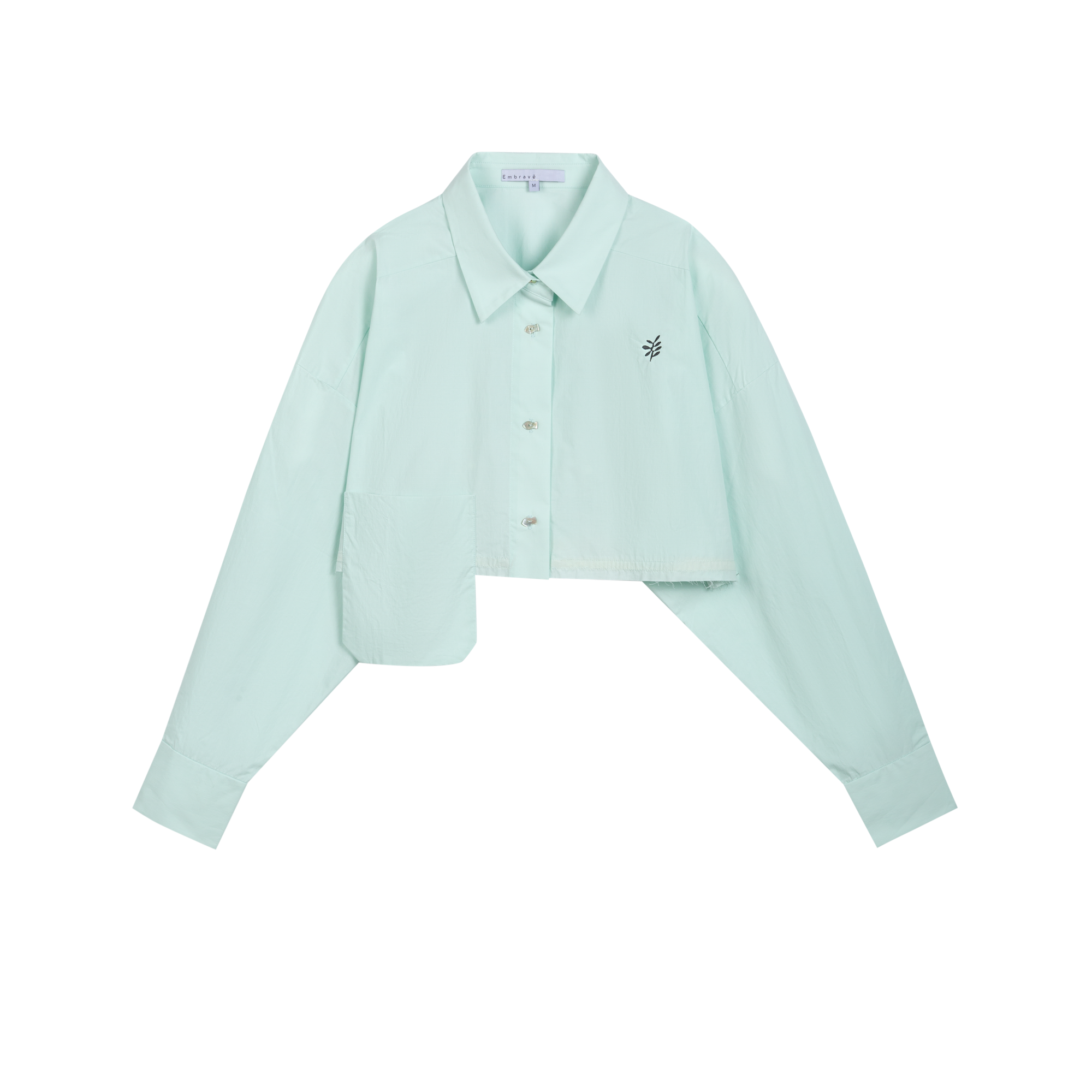 Fitted Cropped Mint Green Shirt