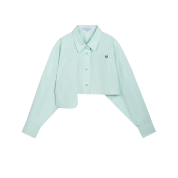 Fitted Cropped Mint Green Shirt