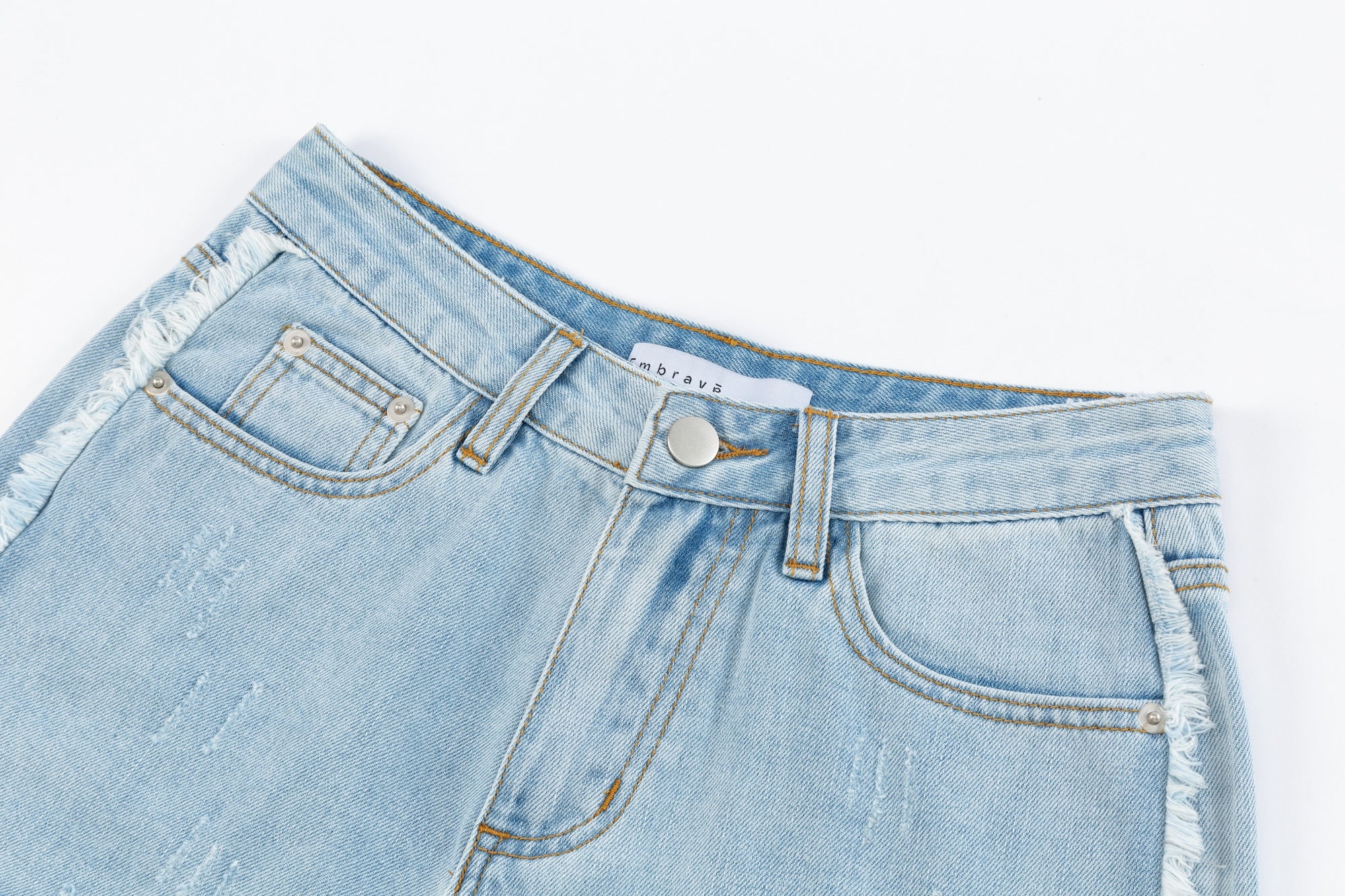 Ripped Low-Rise Denim Shorts