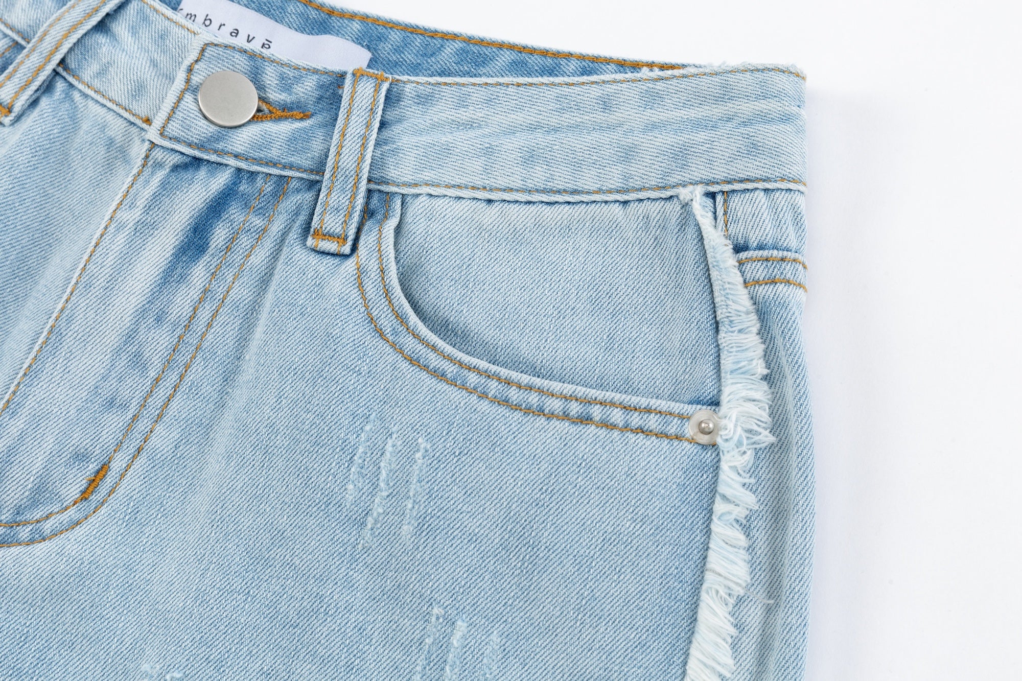Ripped Low-Rise Denim Shorts